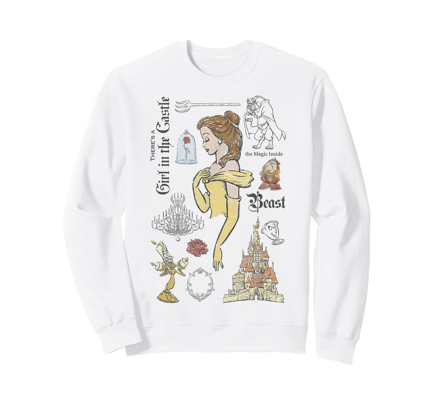 Disney Beauty And The Beast Characters Sketched T-Shirt T-Shirt
