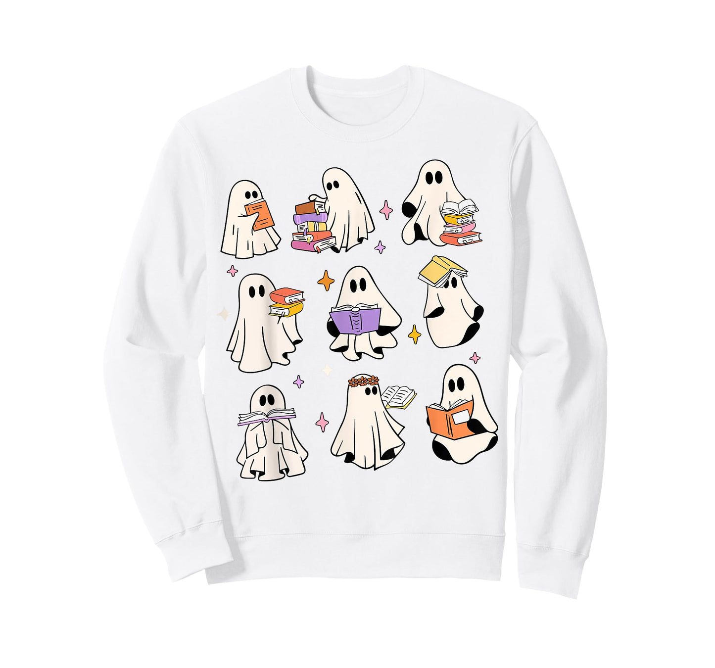 Vintage Halloween Reading Ghost Autumn Shirt Fall Spooky Tee T-Shirt