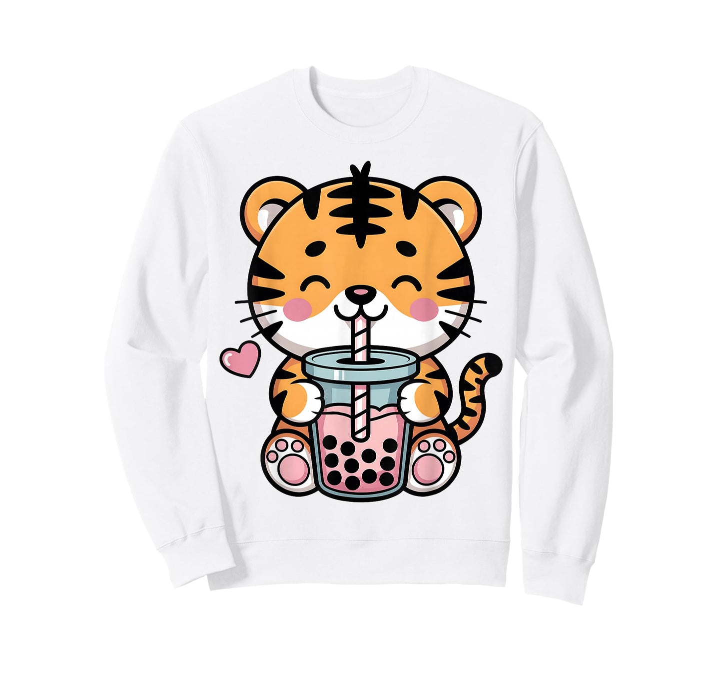 Kawaii Tiger Boba Tea Anime Japanese Bubble Tea Lover Girls T-Shirt