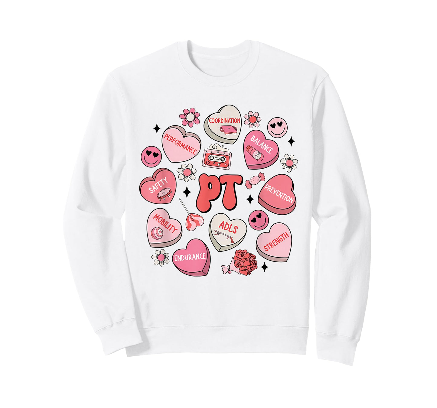 Physical Therapy Groovy Valentine's Day Heart Candy PT PTA T-Shirt