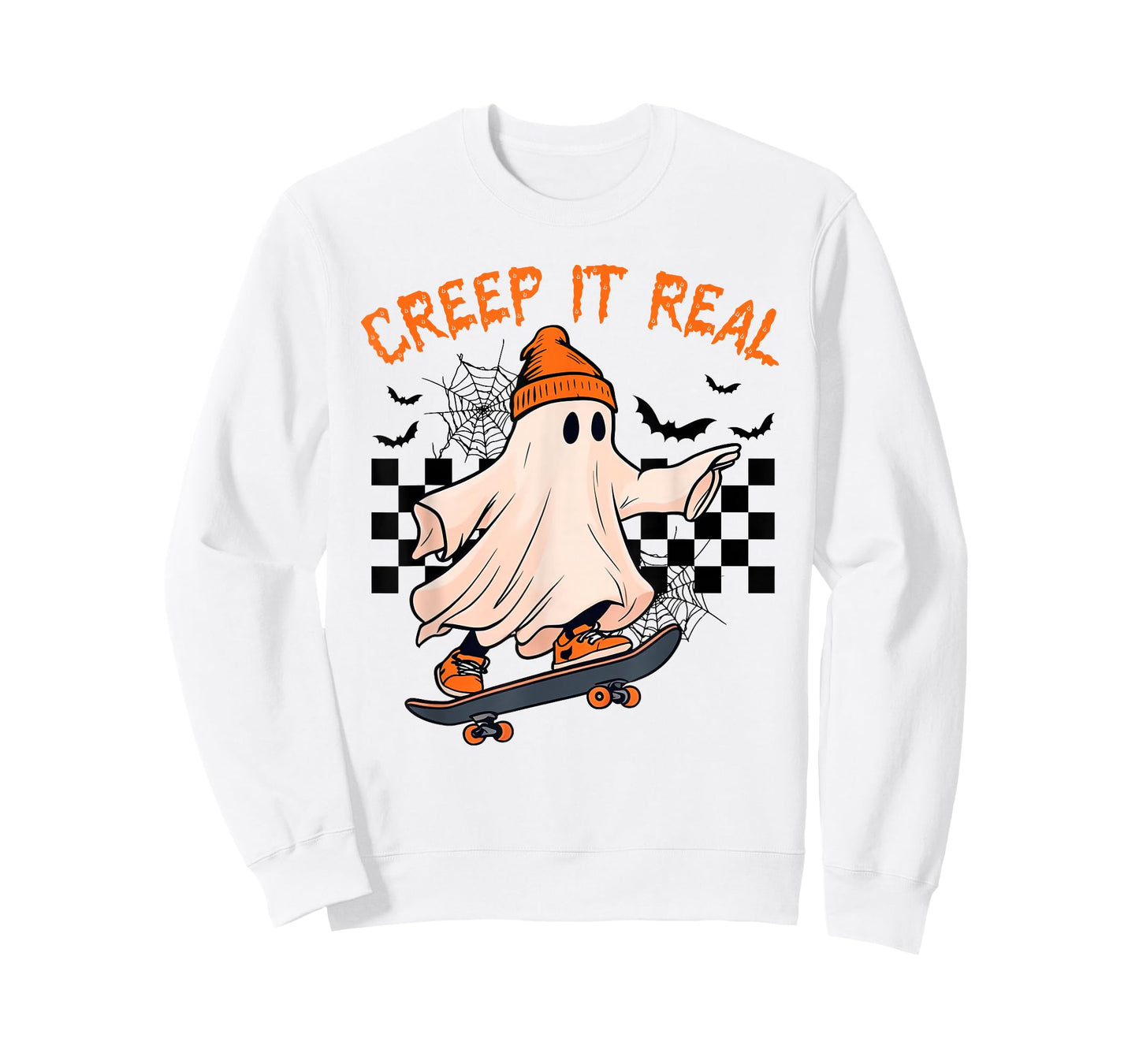 Creep It Real Ghost Skater Halloween Costume Men Boys Kids T-Shirt