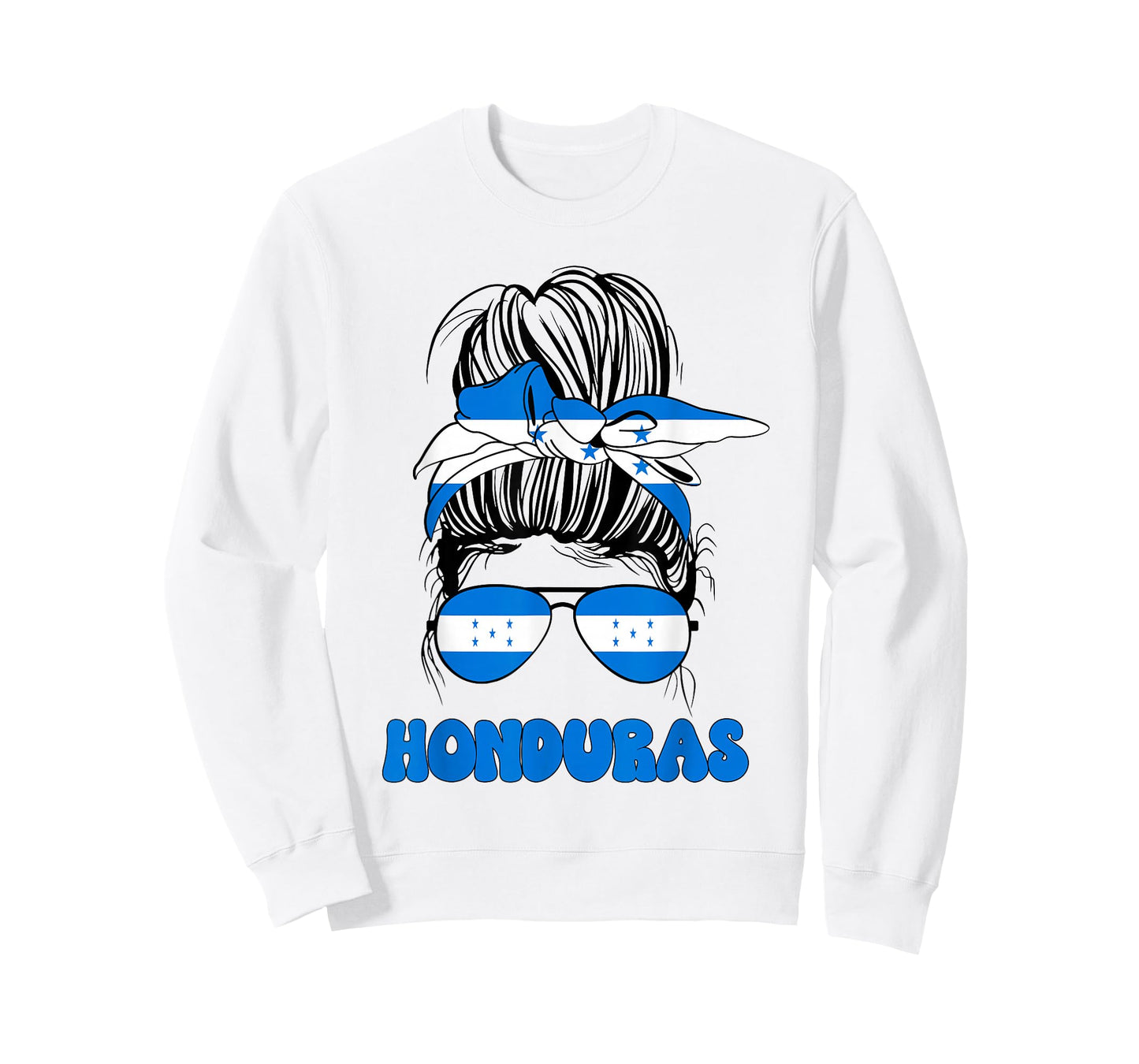 Honduran Women Messy Bun, Proud Honduras Flag for Girls T-Shirt