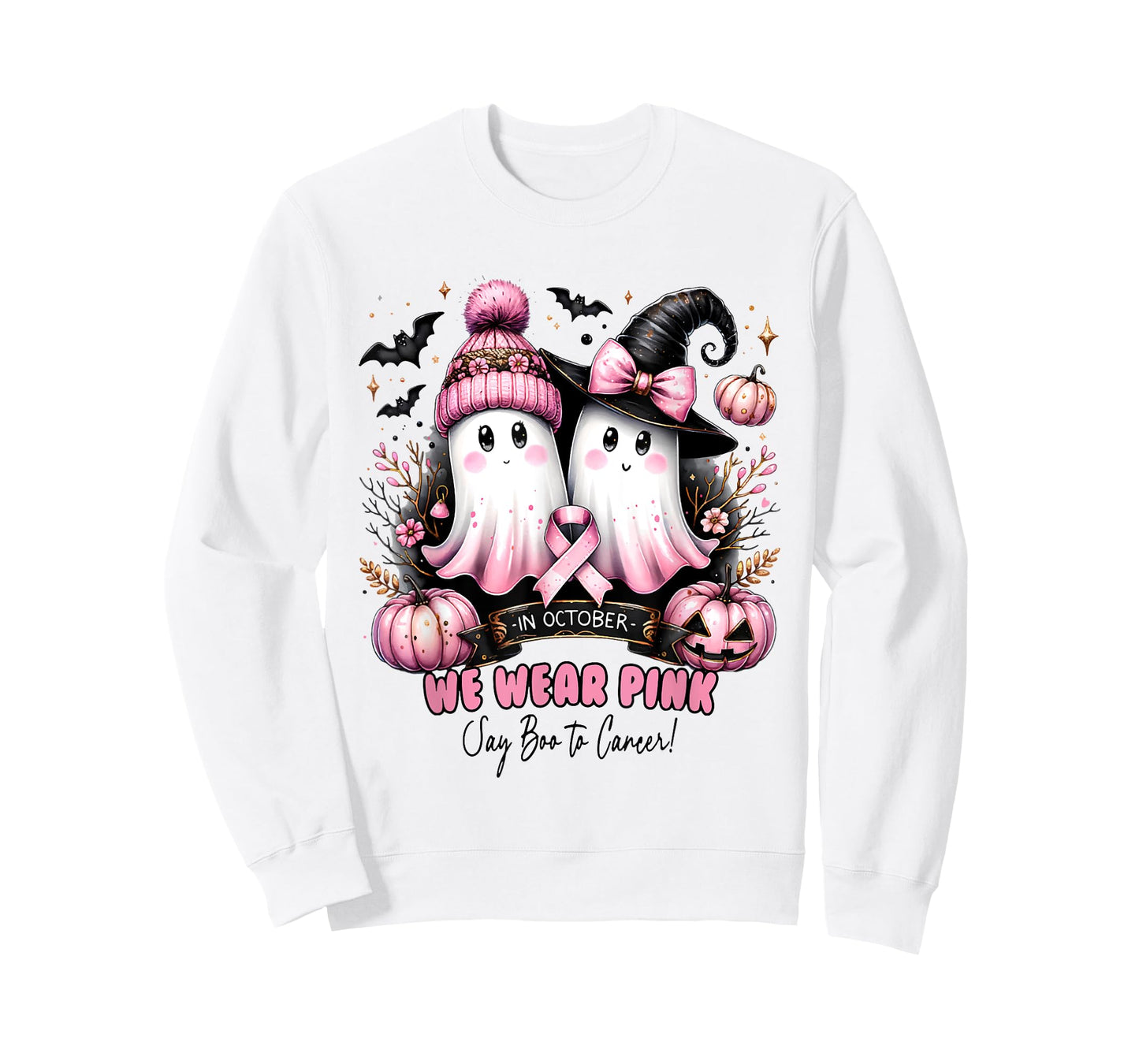 in October We Wear Pink Say Boo to Breast Cancer Awareness T-Shirt