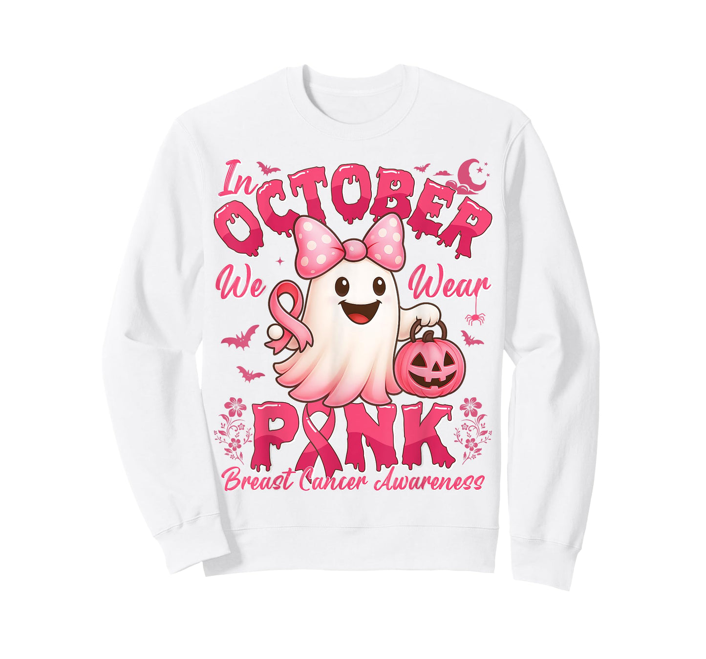 In October We Wear Pink Halloween Breast Cancer Awareness T-Shirt