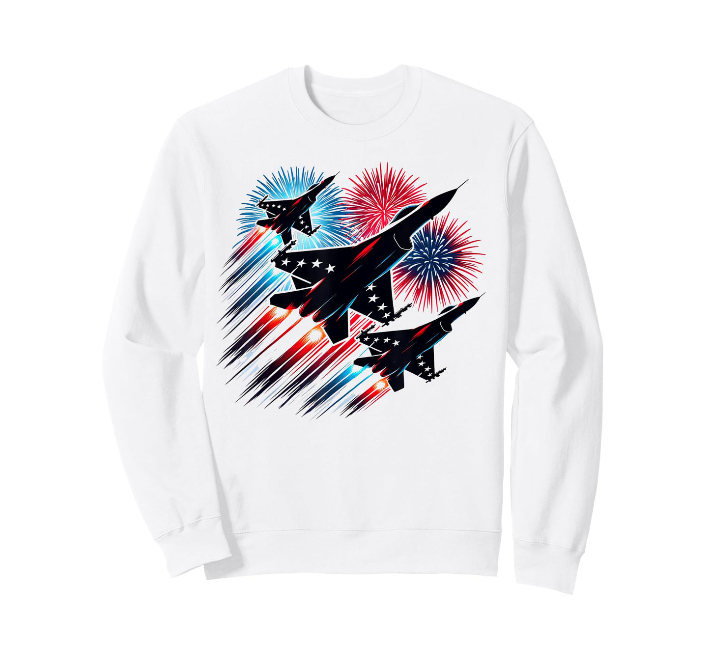 July 4th Fighter Jets Patriotic Red White & Blue Fireworks T-Shirt for Women Kids Men