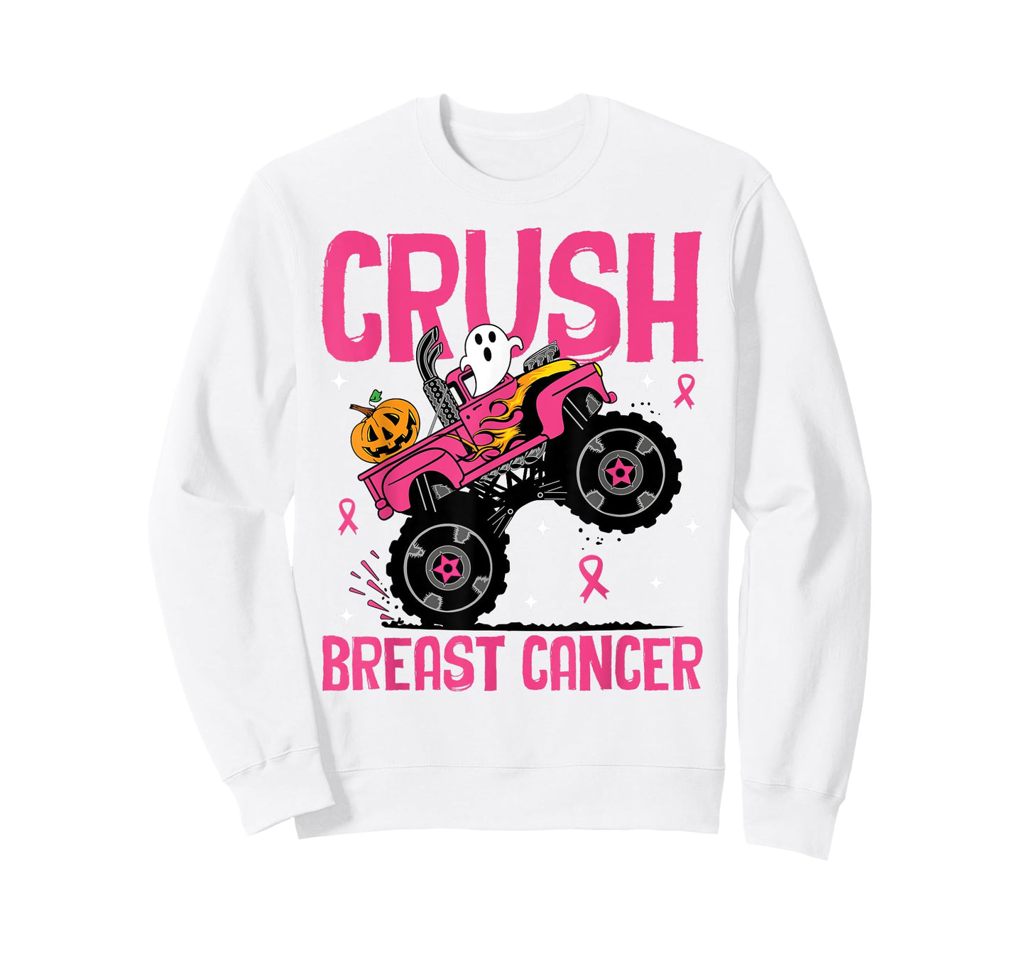 Crush Breast Cancer Awareness Monster Truck Halloween kids T-Shirt