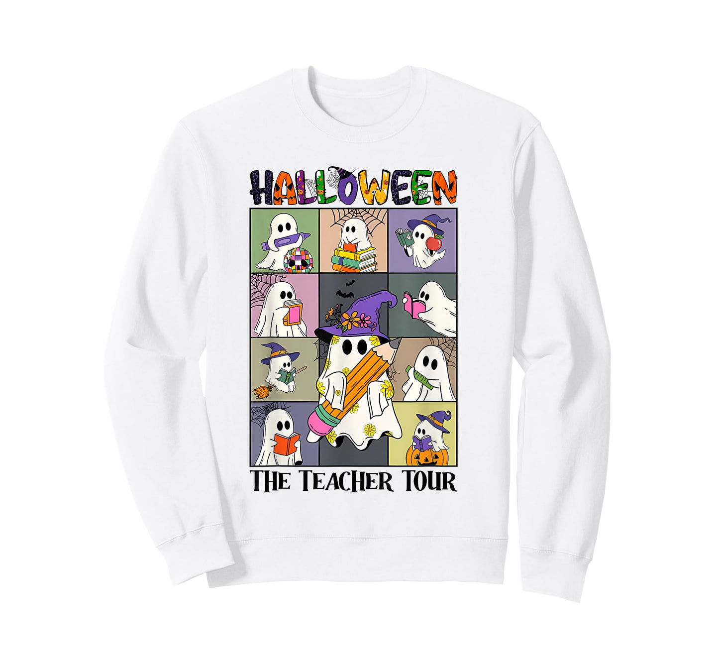Women Halloween The Teacher Tour Ghosts Pencil Pumpkins T-Shirt