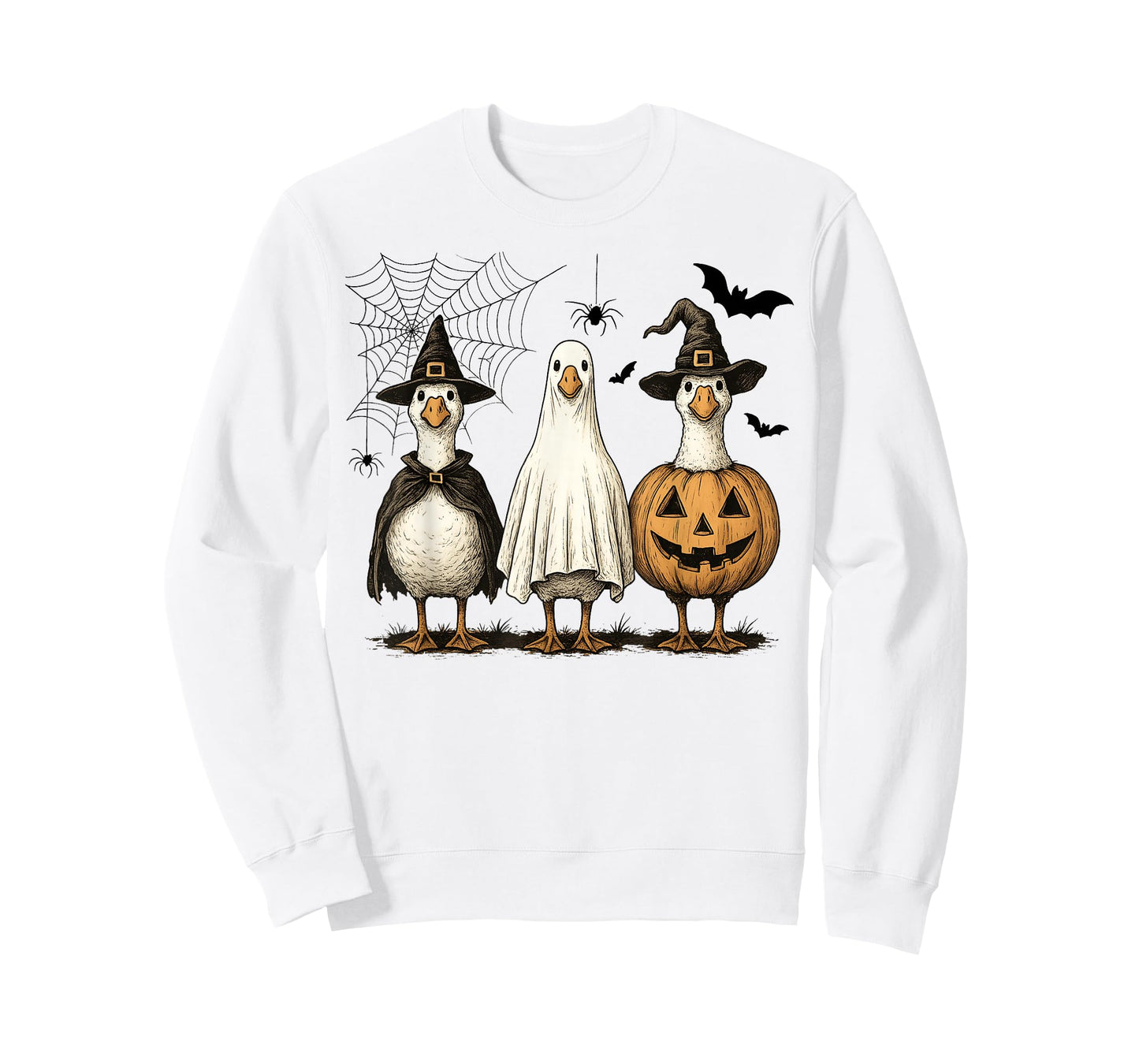 Spooky Goose Halloween Ghost Witch Pumpkin Costume Party T-Shirt