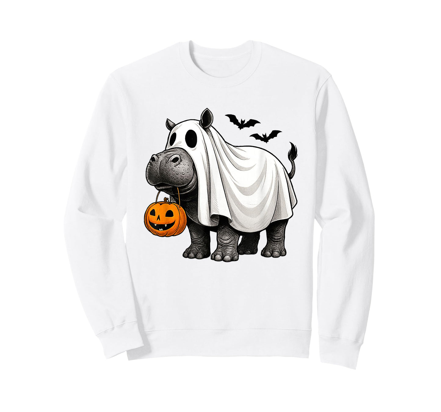 Funny Hippo Ghost Halloween Hippopotamus JackoLantern T-Shirt