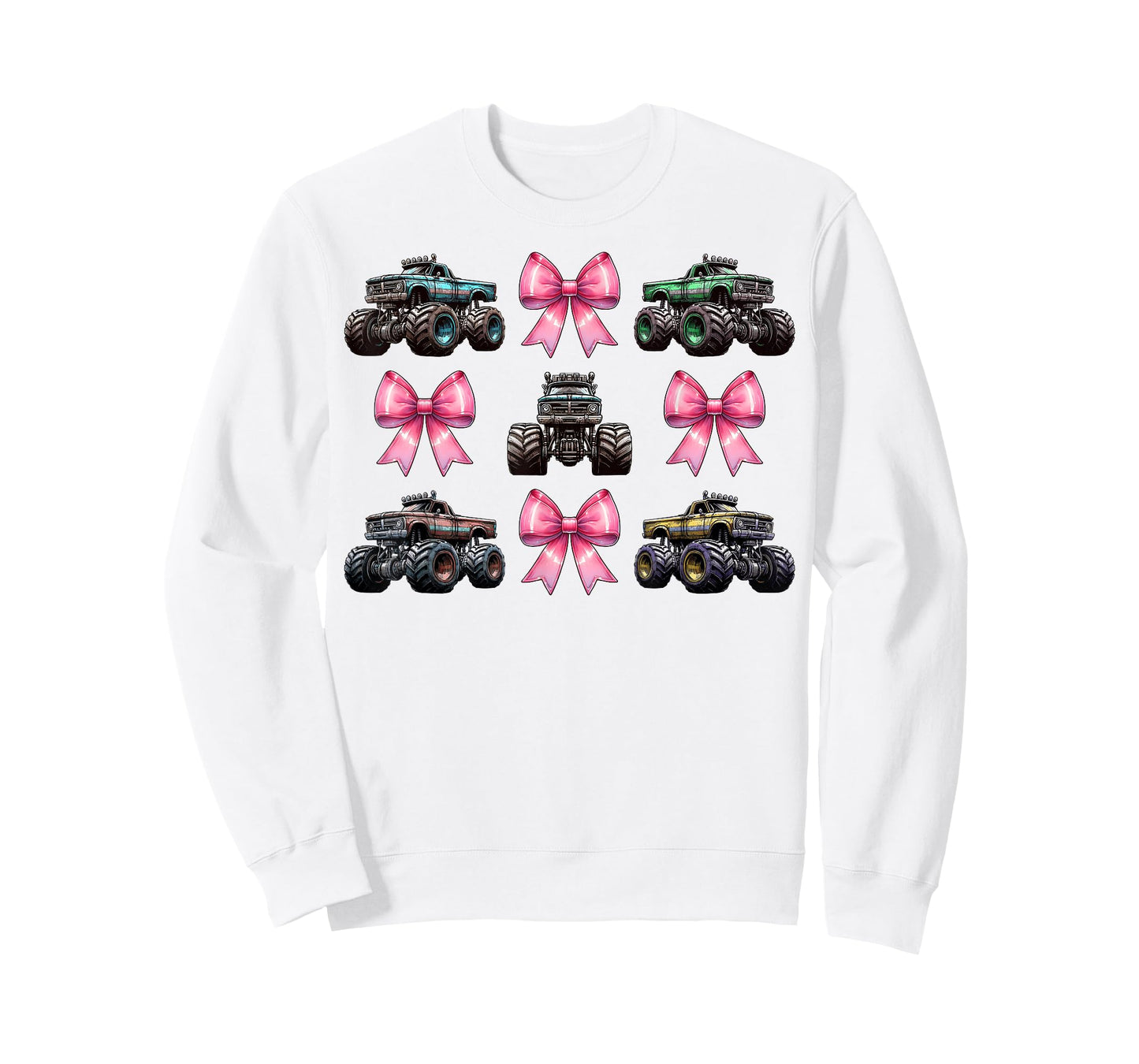 Coquette Bow Monster Truck Mothers Day Pink Ribbon Mom Girl T-Shirt