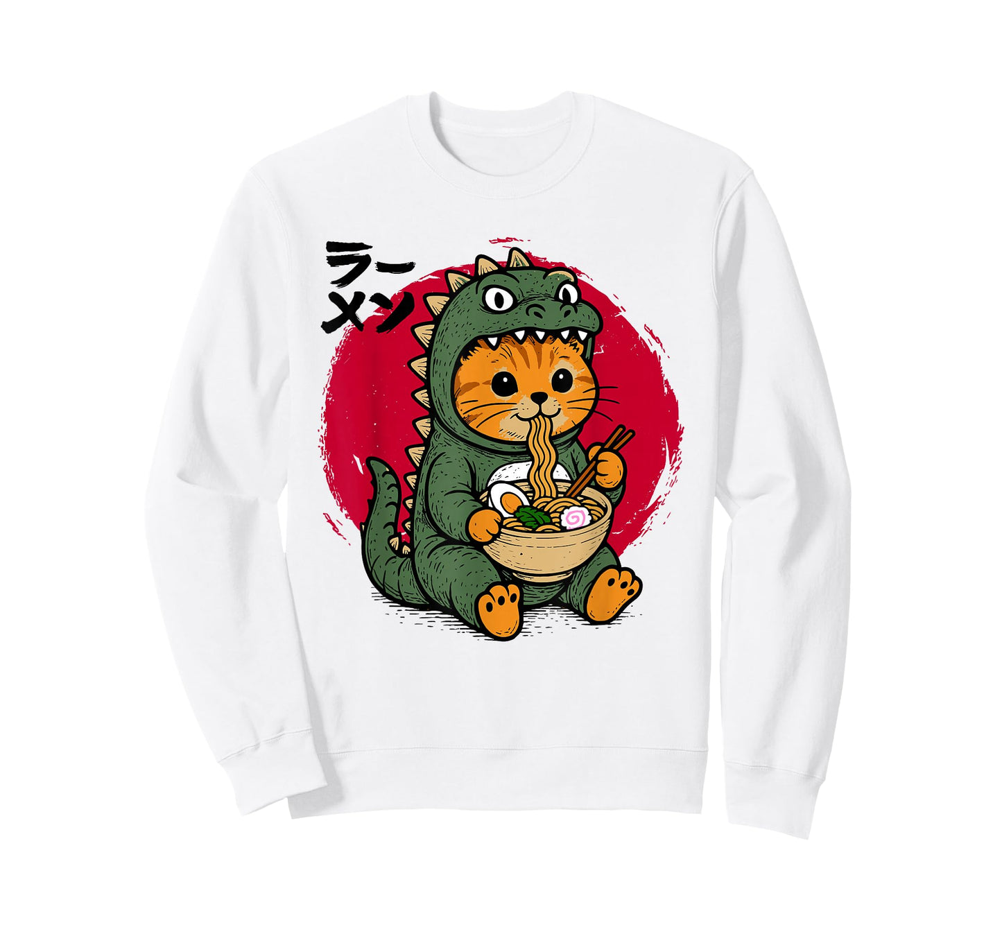 Funny Kaiju Cat Ramen Noodles Kawaii Japanese Anime Graphic T-Shirt