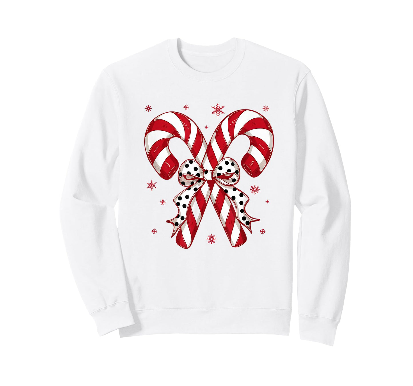 Retro Coquette Bow Candy Cane Christmas Season Women Girl T-Shirt