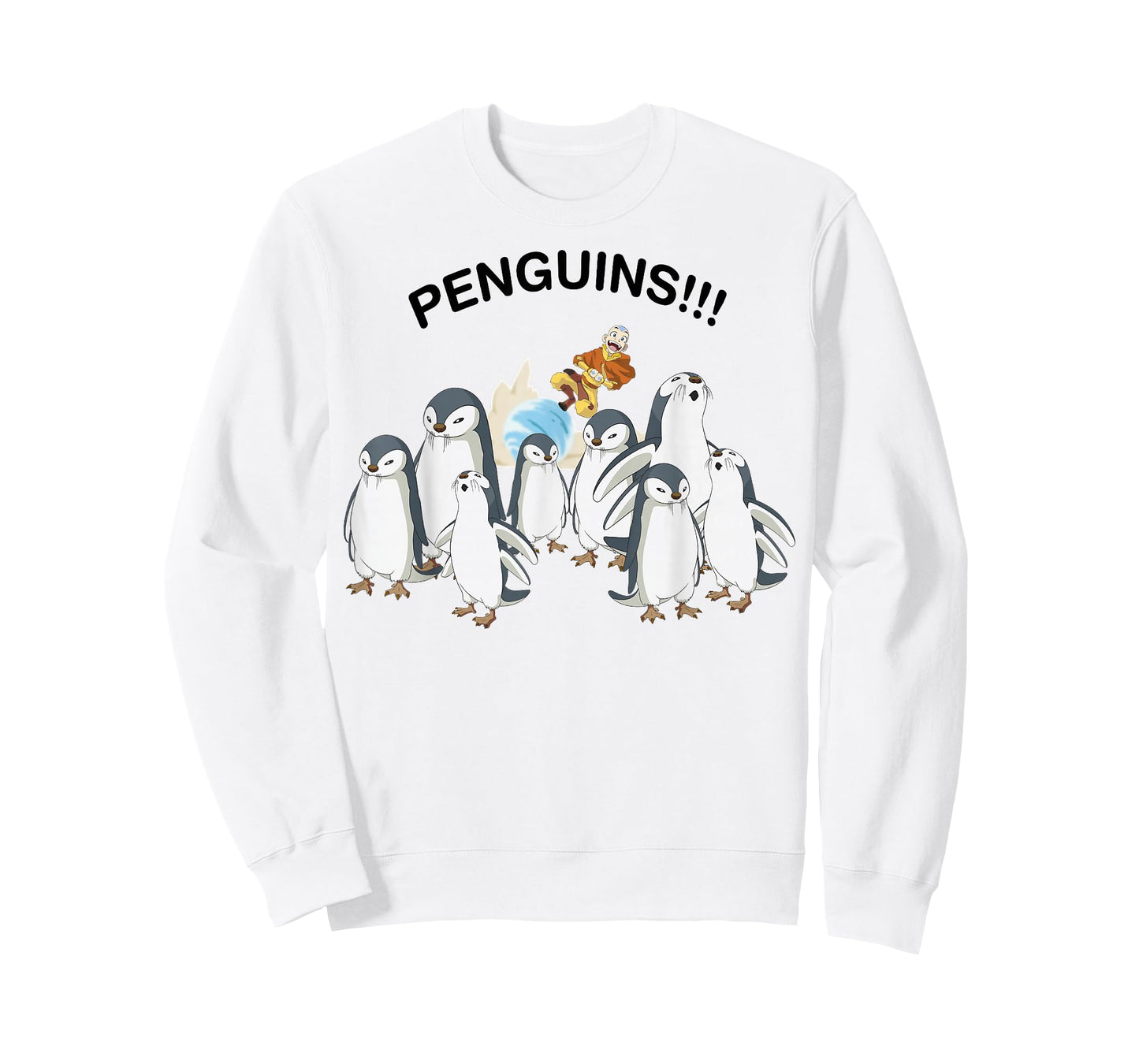 Avatar: The Last Airbender Aang And Penguins!! Portrait T-Shirt