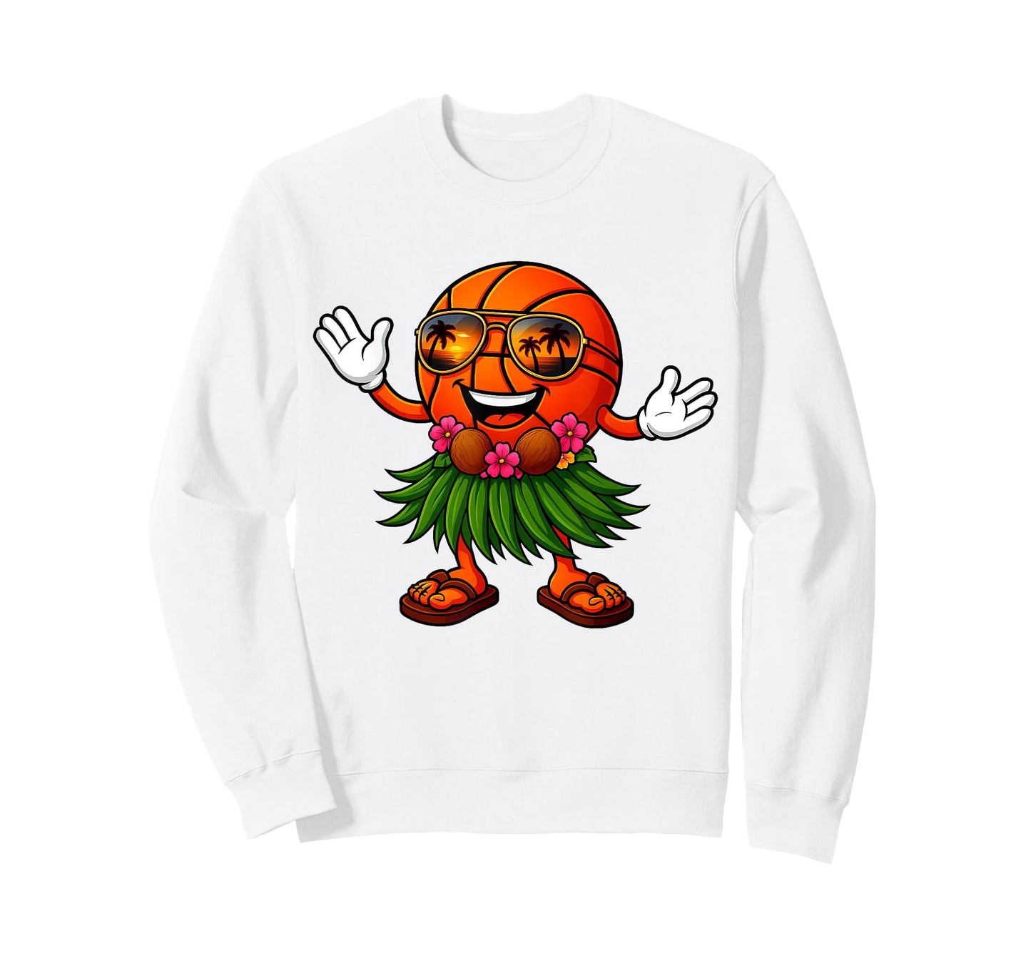 Cute Hawaiian Basketball Ball Tropical Beach Summer Vacation T-Shirt