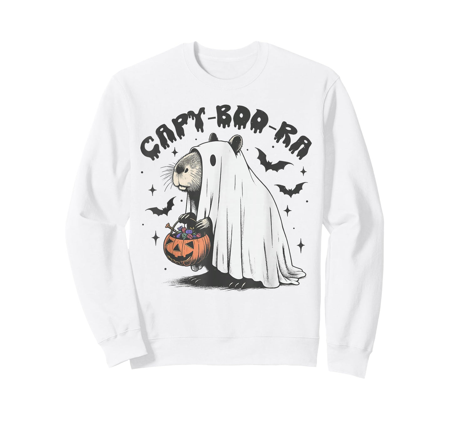 Ghost Capybara and Pumpkin Funny Halloween Cappy Women Men T-Shirt