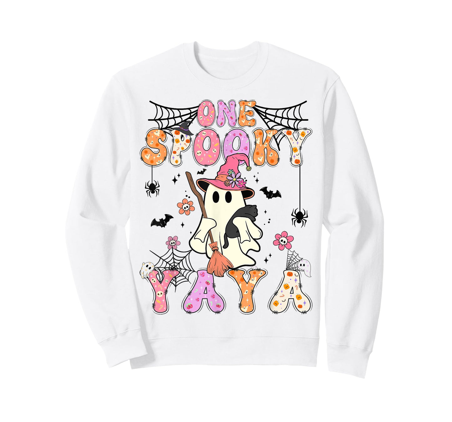 Groovy One Spooky Yaya Retro Halloween Cute Ghost T-Shirt