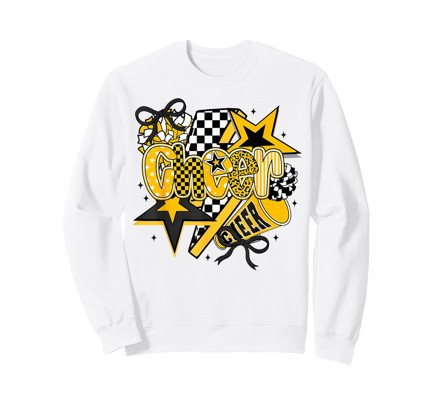 Preppy Game Day Cheer Mom Cheerleader Go Cheer Gold Black T-Shirt