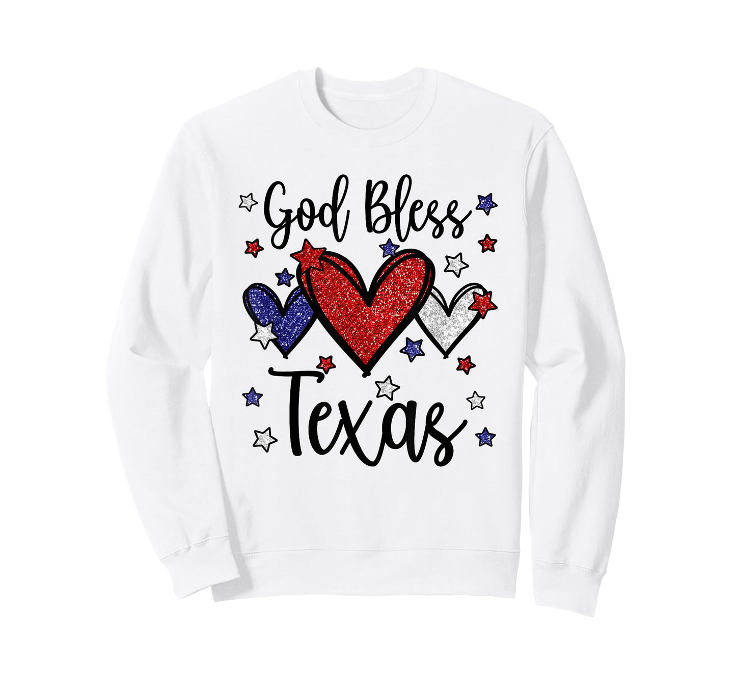 God Bless Texas Hearts For Patriotic Women & Fourth Of July T-Shirt