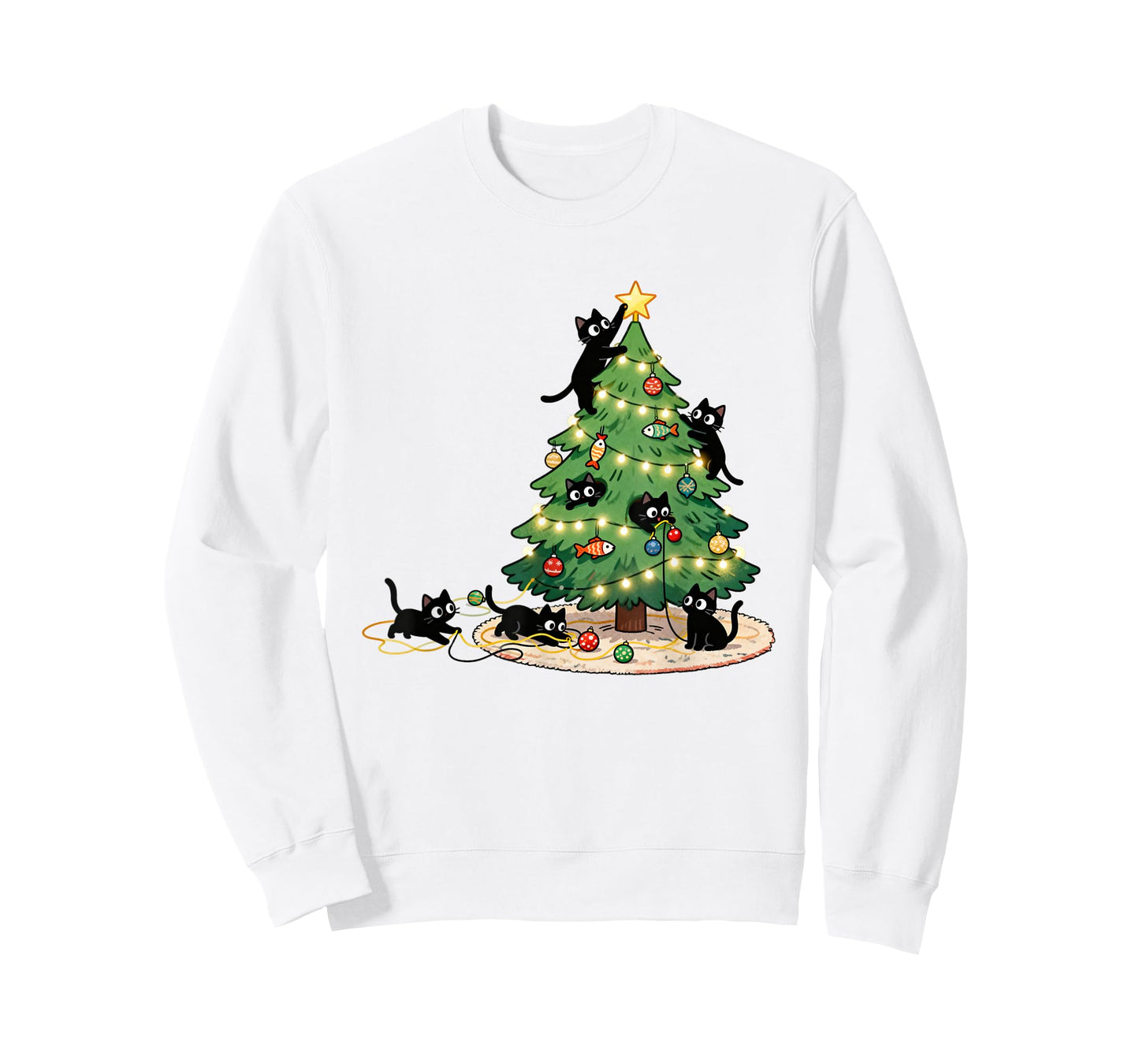 Meowy Catmas Christmas Tree Black Cats Xmas Pet Cat Lovers T-Shirt