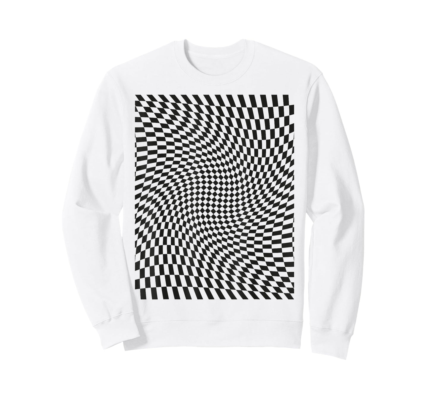 Optical Illusion Geometric Checkerboard Wavy T-Shirt