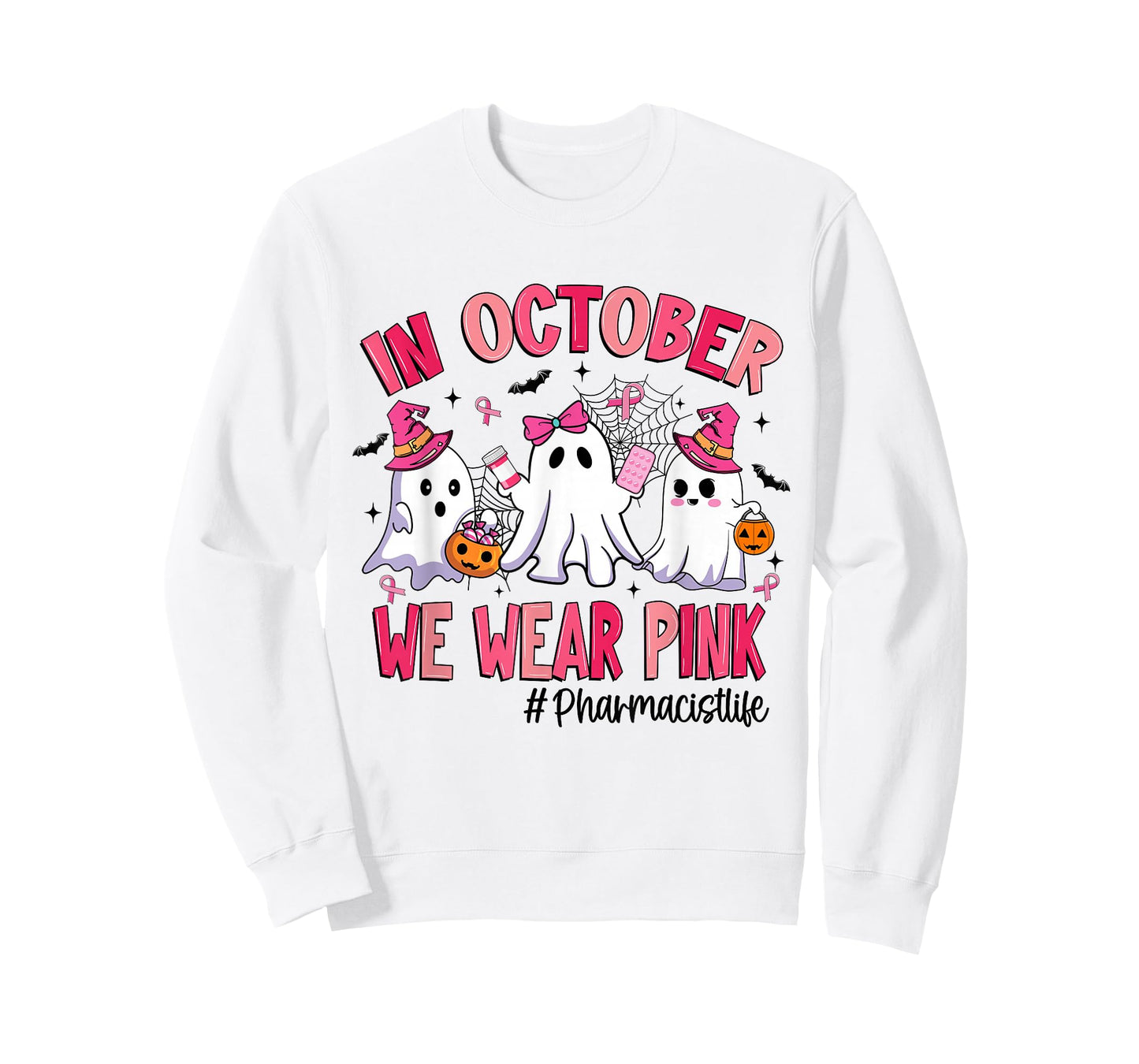in October We Wear Pink Pharmacist Life Breast Cancer T-Shirt