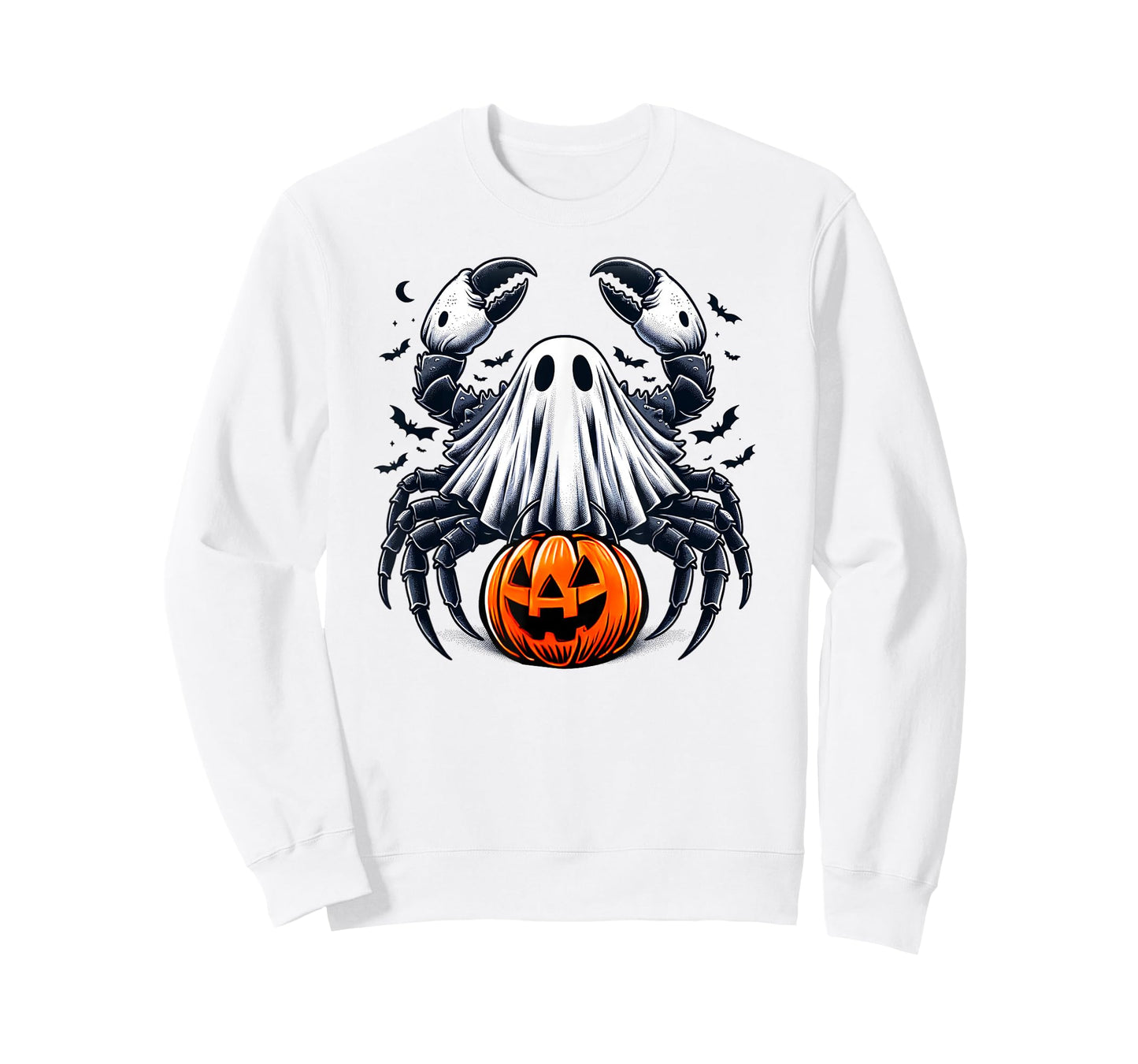 Spooky Crab Ghost Halloween Jackolantern Funny Shellfish T-Shirt