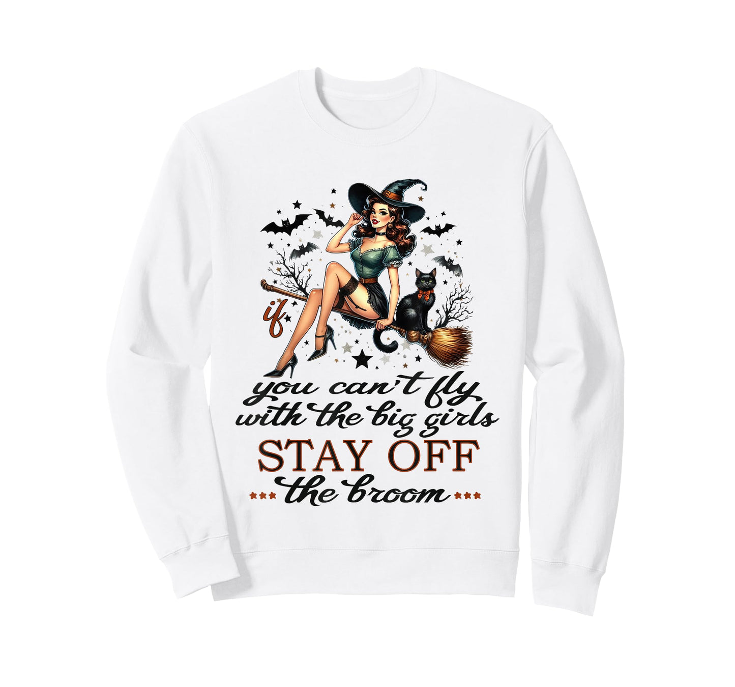 Halloween Witch Funny Fly with The Big Girls Pin Up Satire T-Shirt