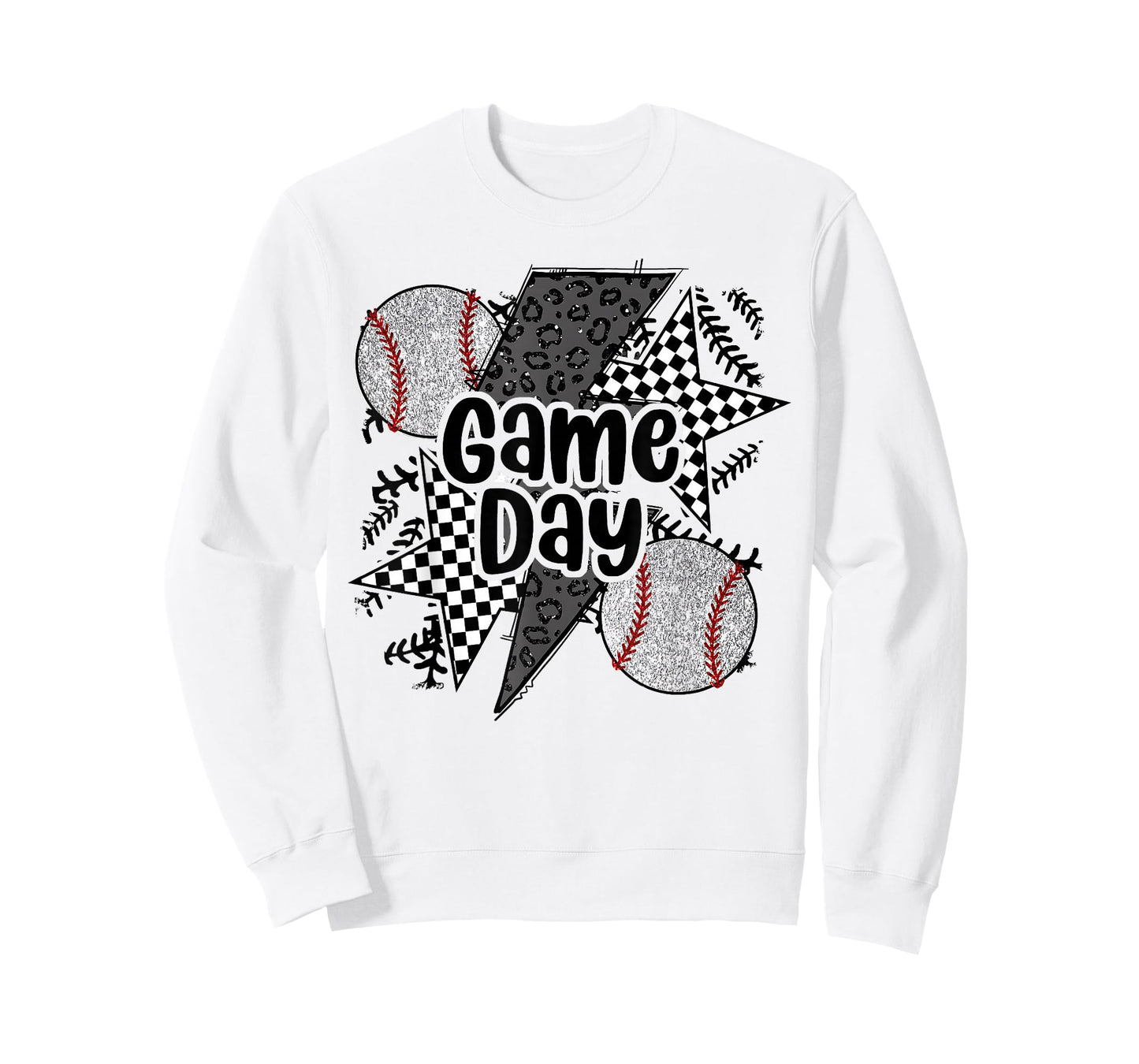 Retro Baseball Game Day Checkered Leopard Baseball Mama Mom T-Shirt