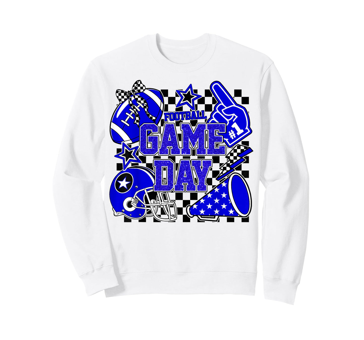 Game Day Football Touchdown Season Girly Team Spirit Blue T-Shirt