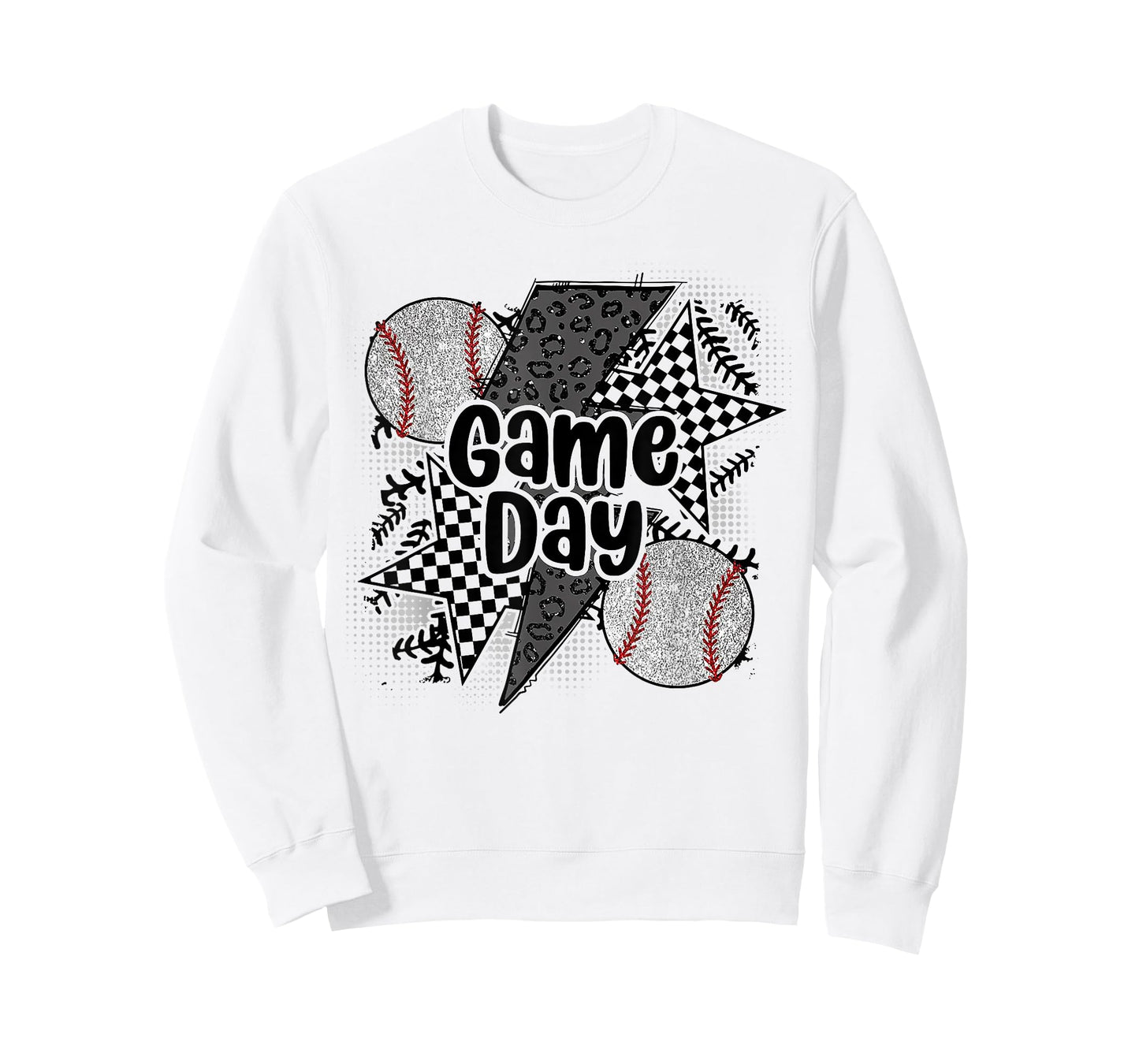 Game Day Baseball Retro Checkered Baseball T-Shirt