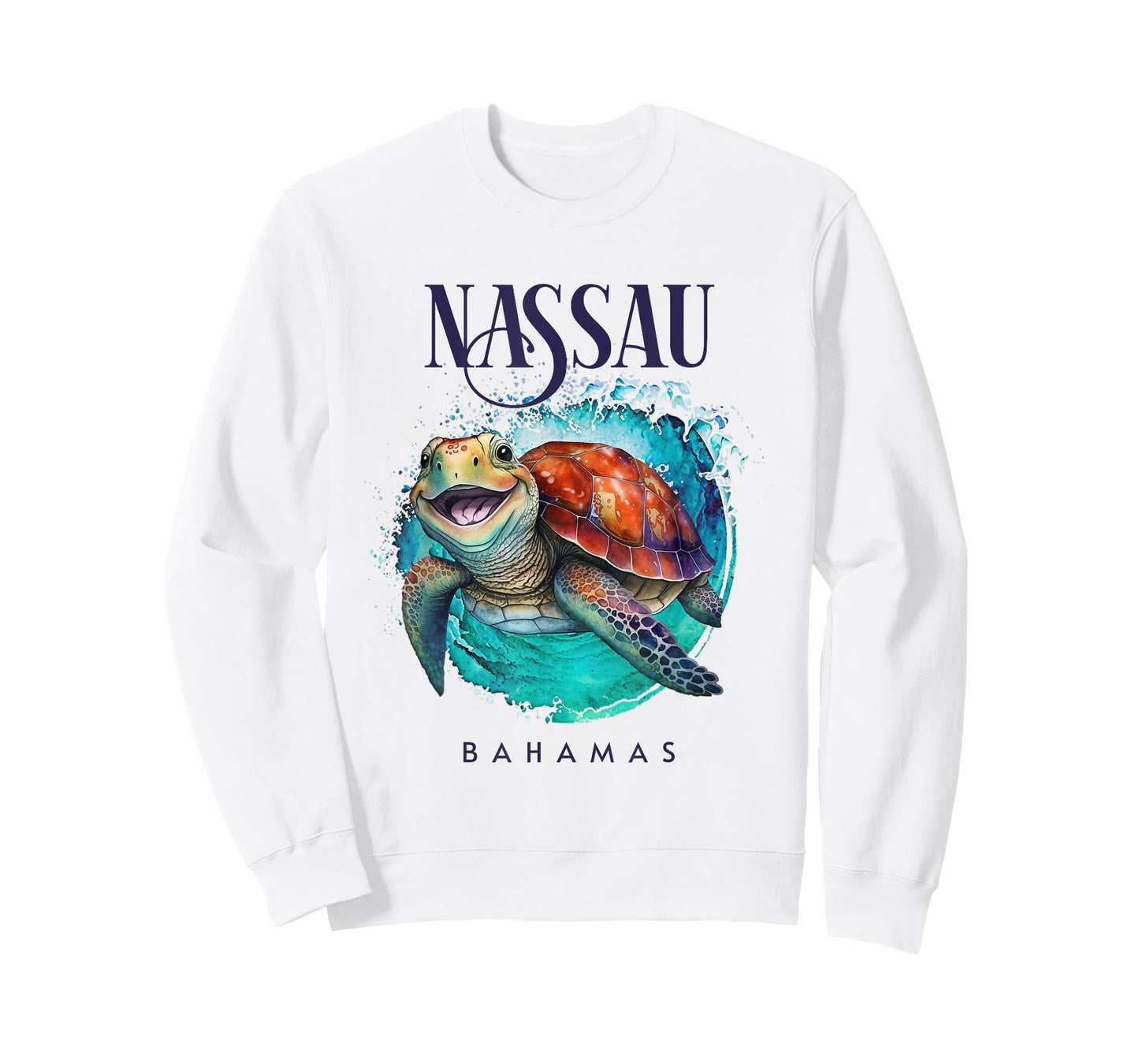 Nassau Bahamas Watercolor Happy Sea Turtle T-Shirt
