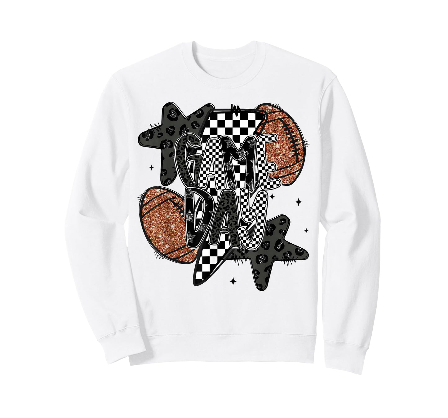 Retro Football Game Day Checkered Leopard Football Mama Mom T-Shirt