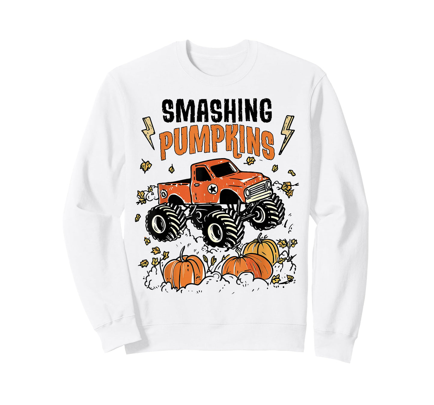 Retro Funny Monster Truck Smashing Pumpkin Boys Halloween T-Shirt