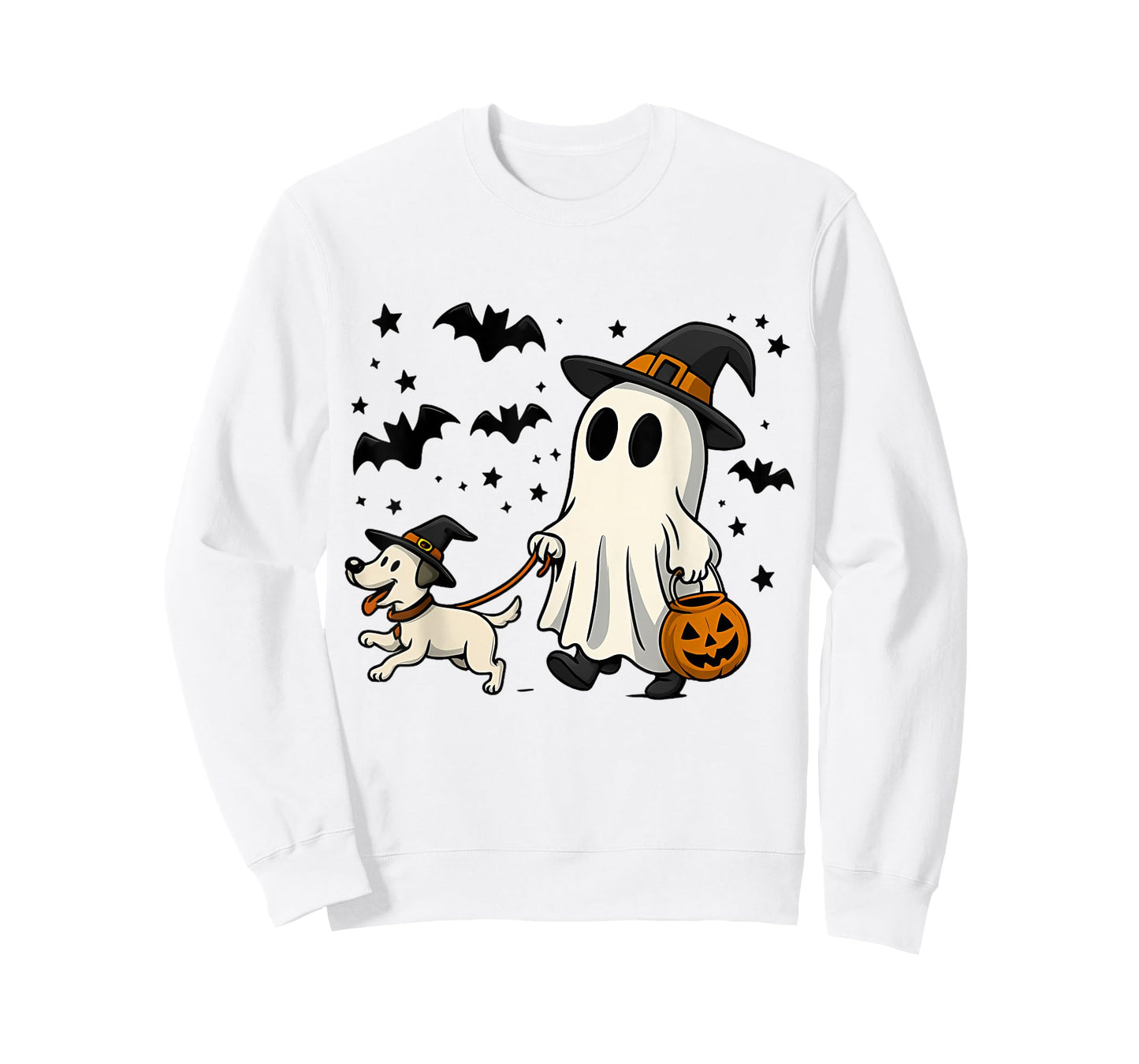 Spooky Ghost Dog Halloween Witch Hat Pumpkin Dog Mom T-Shirt