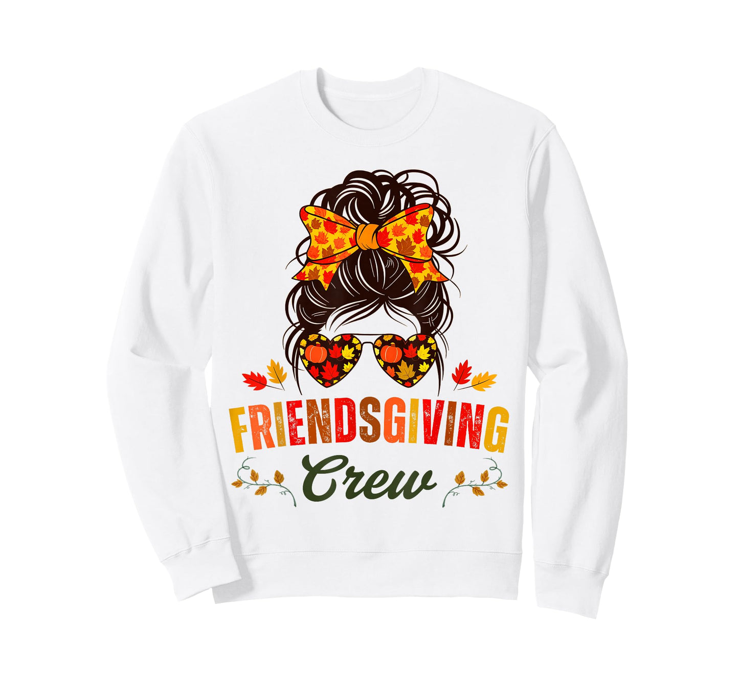 Friendsgiving Crew Fall Autumn Thanksgiving 2024 Messy Bun T-Shirt