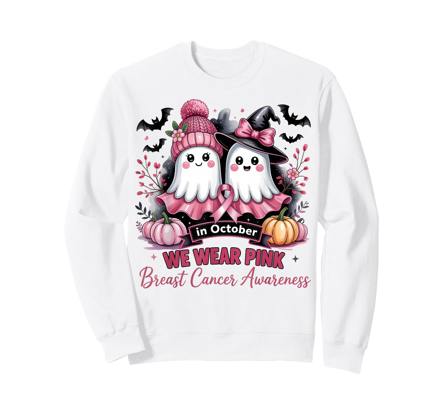 in October We Wear Pink Shirt Ghost Breast Cancer Awareness T-Shirt