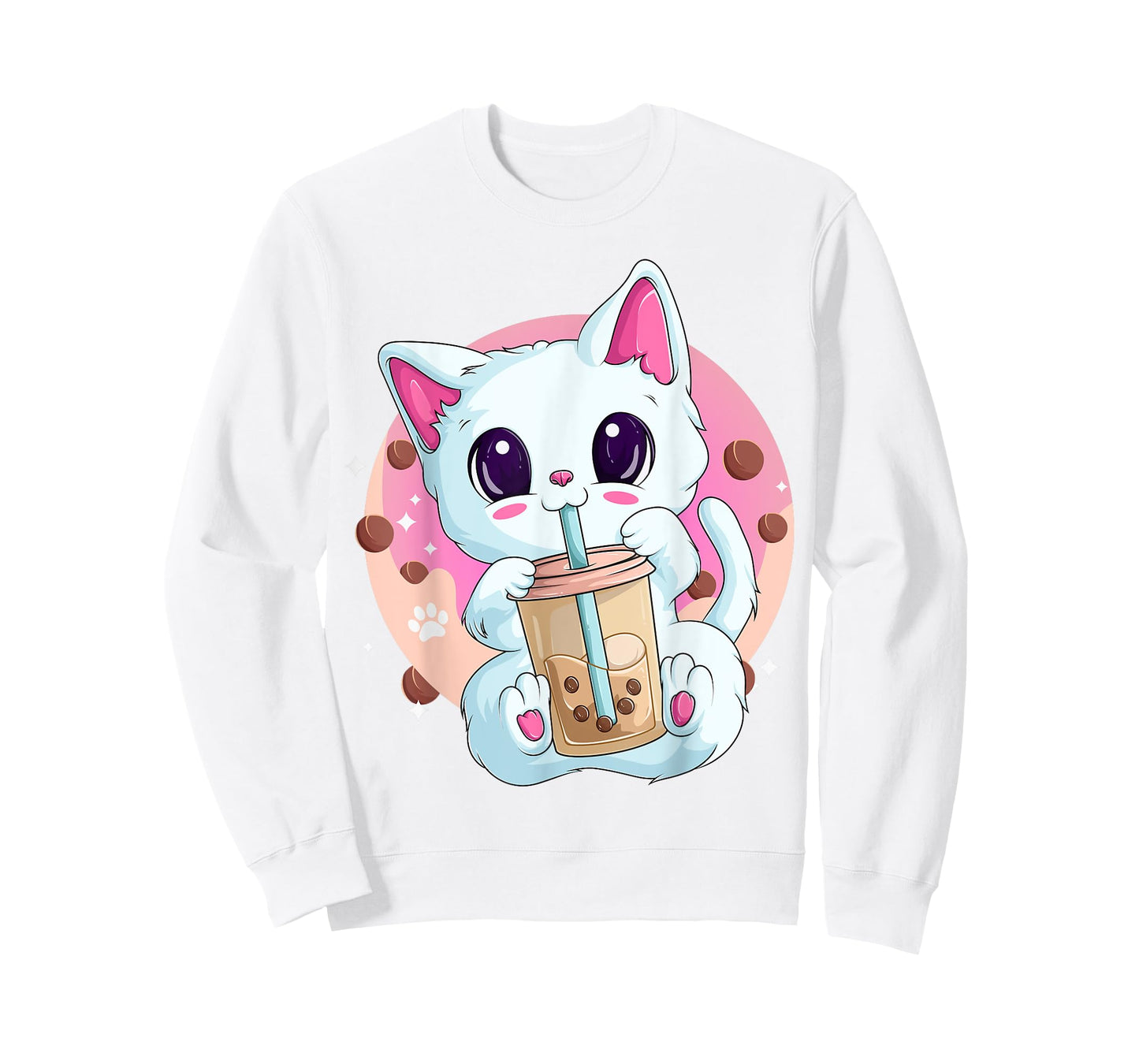 Boba Tea Cat Anime Shirts for Women, Kawaii Bubble Tea Neko T-Shirt