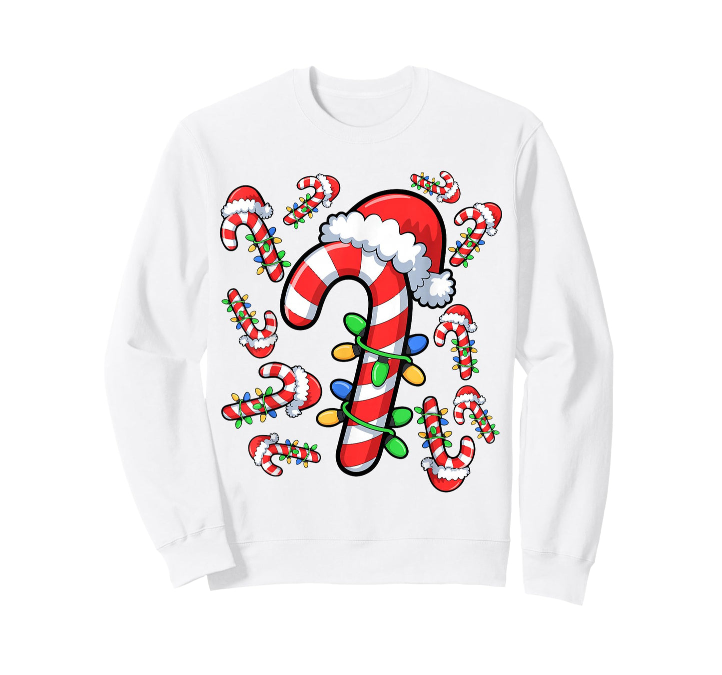 Red and White Candy Cane Santa Christmas Xmas Lights T-Shirt