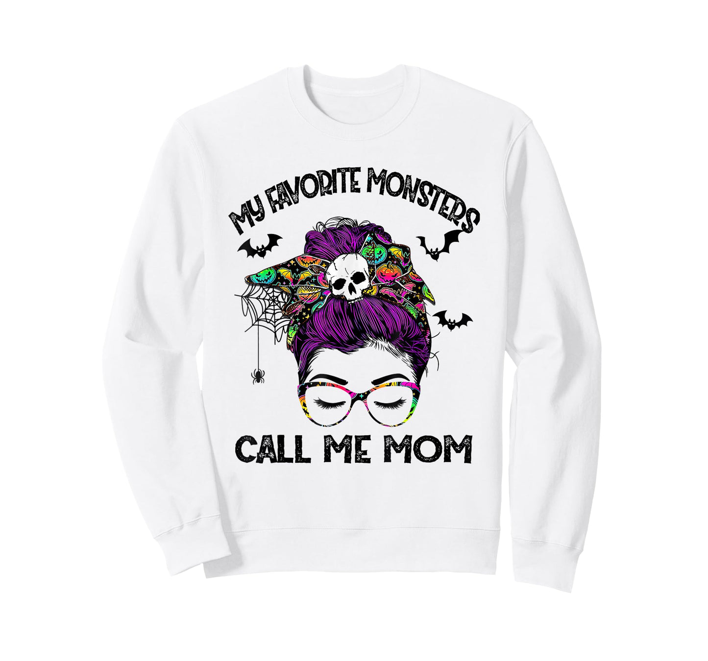 My Favorite Monsters Call Me Mom Messy Bun Happy Halloween T-Shirt