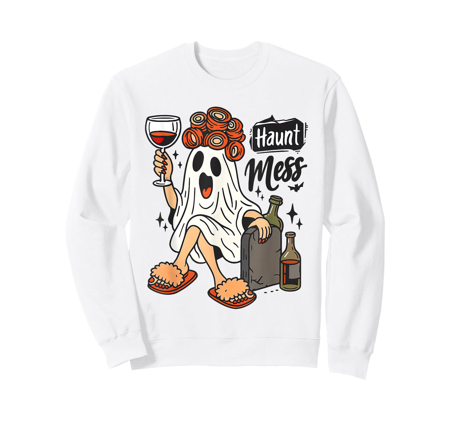 Halloween Haunt Mess, Wine Ghost Boos Drinking,Spooky Season T-Shirt