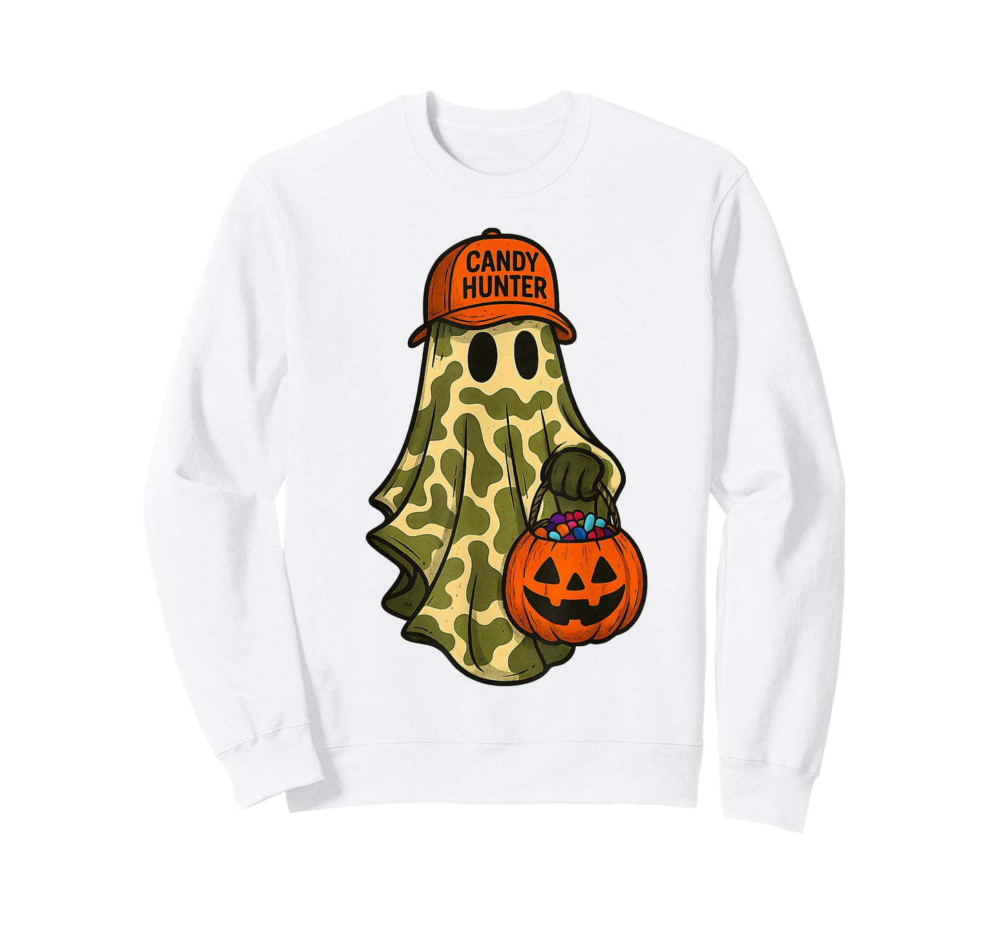 Camo Ghost Candy Hunter Halloween Funny Boys Kid Men Hunting T-Shirt