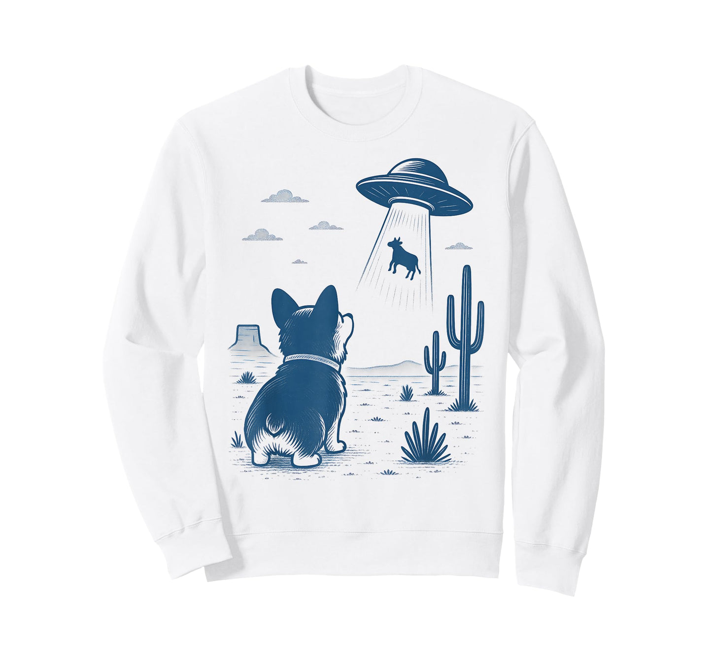 Funny Corgi Lovers UFO Alien Dogs Design Men Women Kids T-Shirt