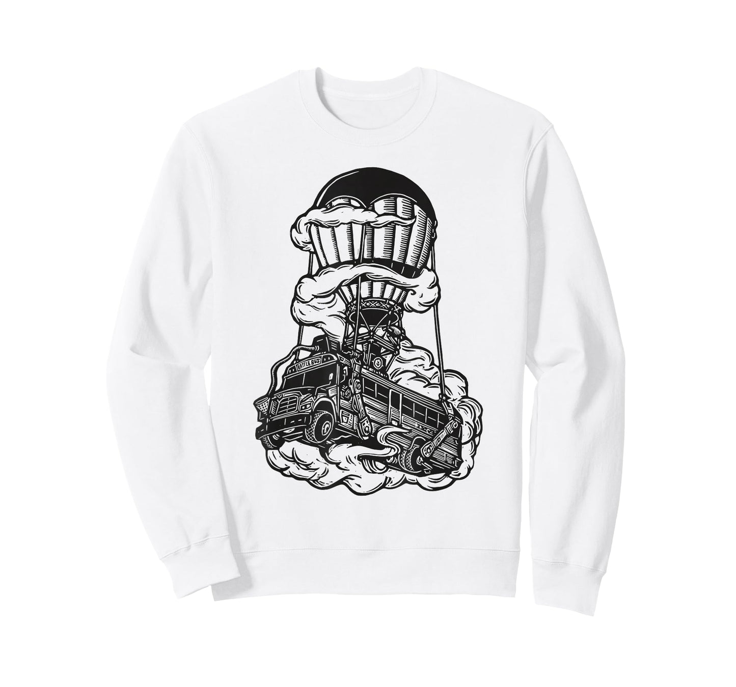 Fortnite Battle Bus Flying Line Art T-Shirt