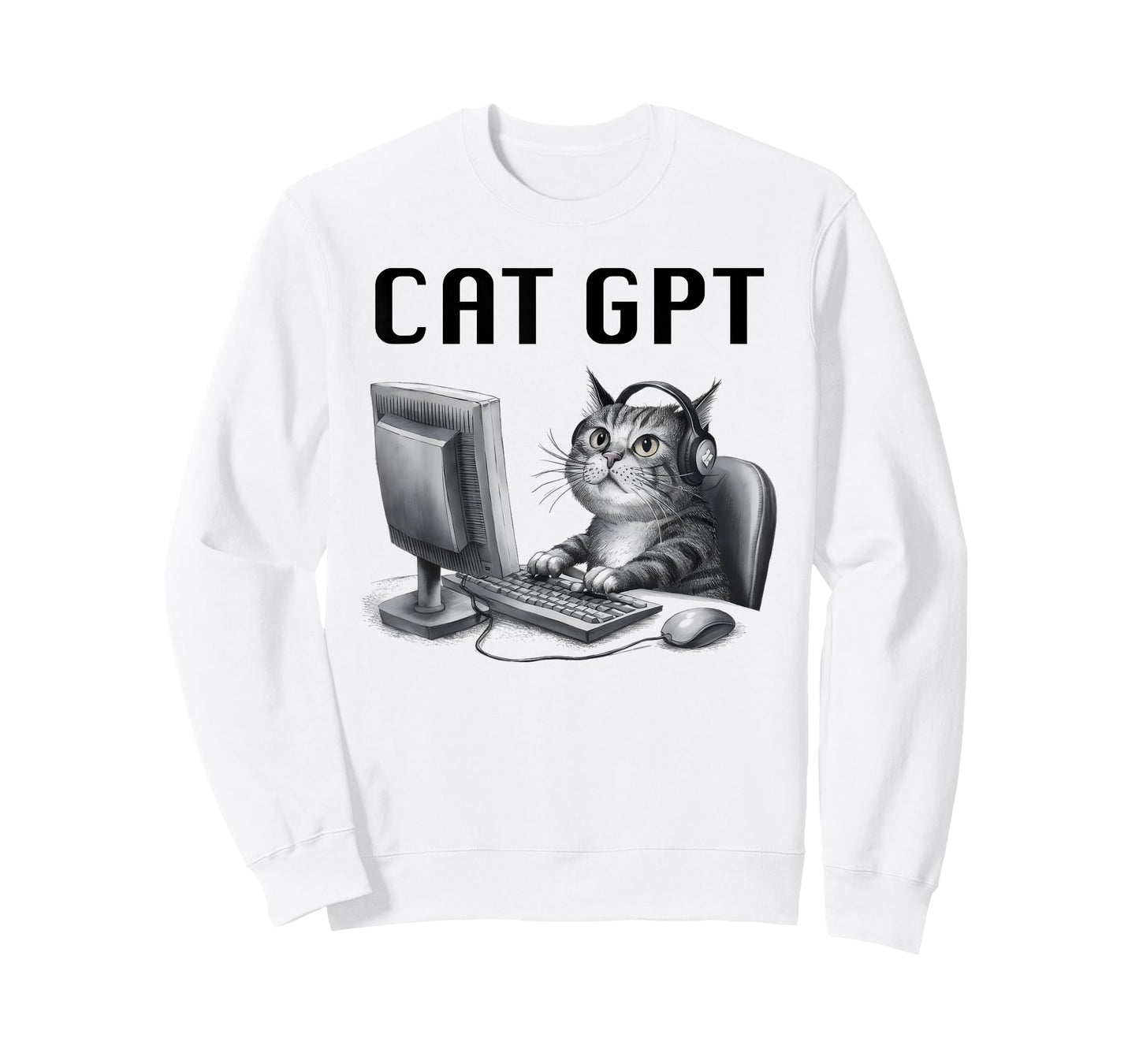 CAT GPT Funny AI Cat - Computer Chat Bot Humorous Kitty Pun T-Shirt