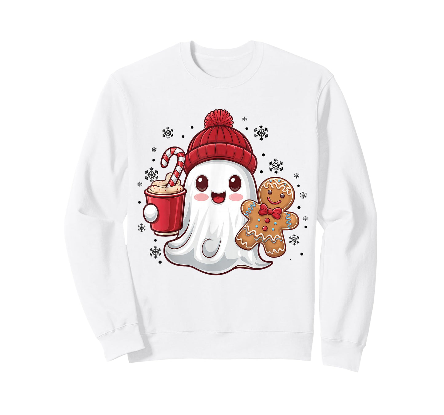 Cute Ghost Iced Coffee Christmas Funny Xmas Holiday T-Shirt