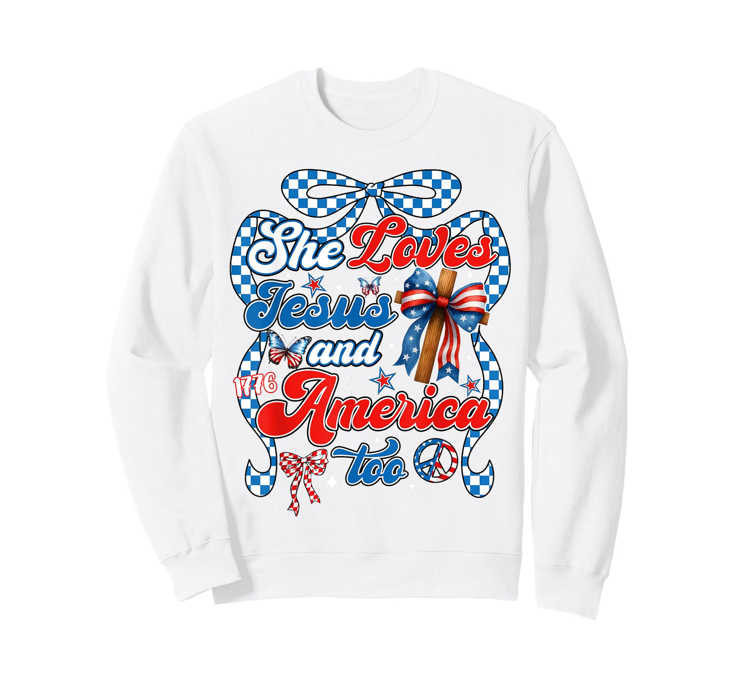 4th Of July She Loves Jesus And America Too Christian Faith T-Shirt