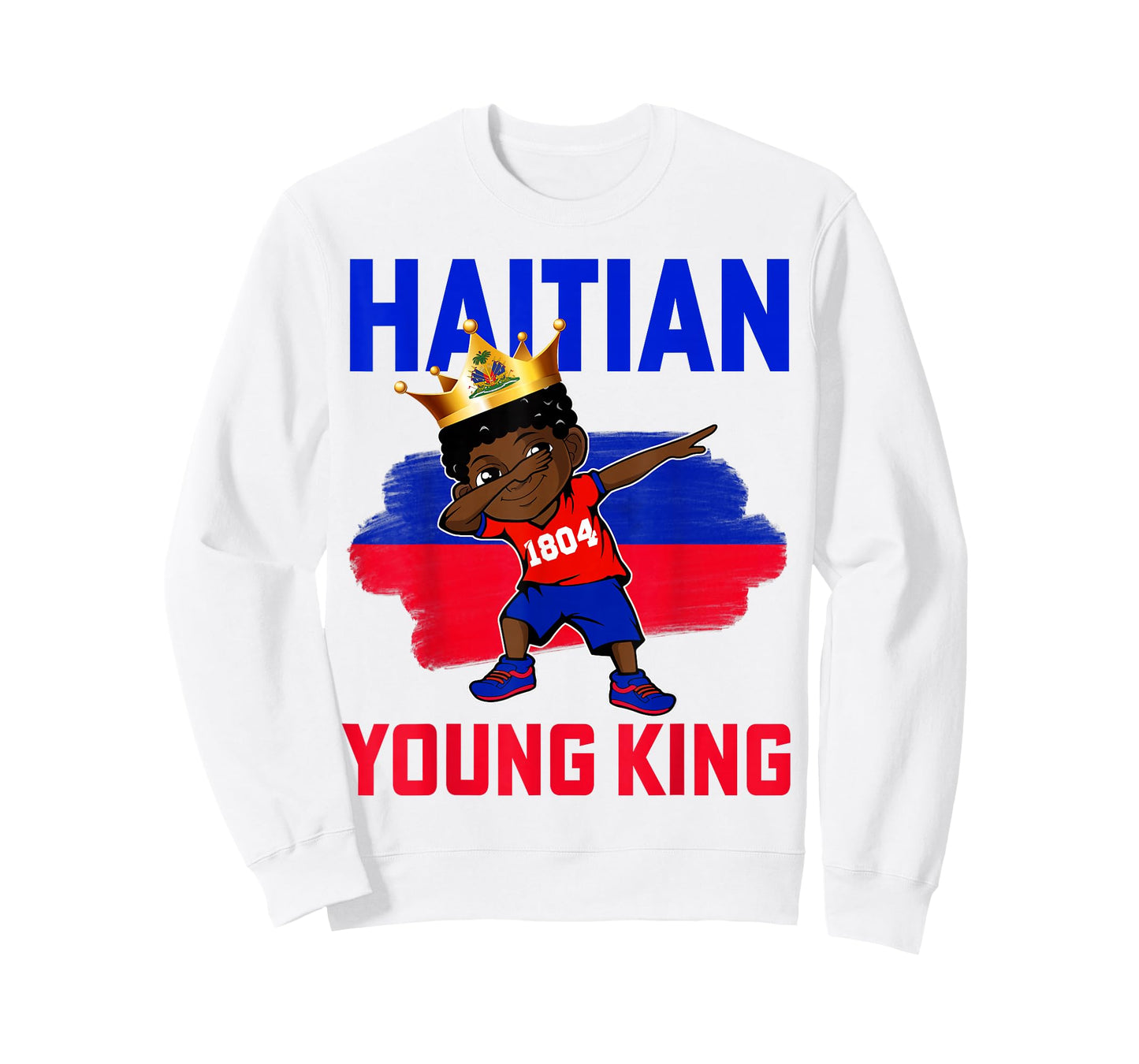 Haitian Young King Haiti Flag Melanin for Black Boys Kids T-Shirt