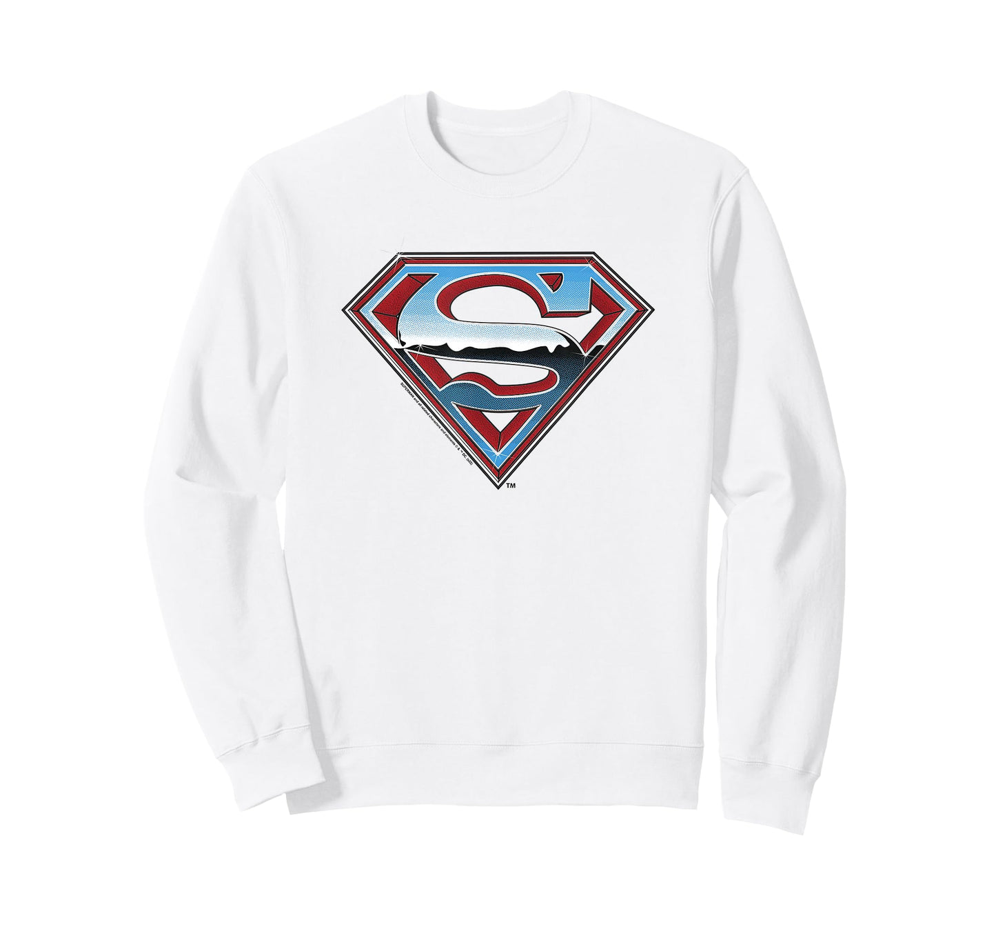 Superman Chrome Logo on White T-Shirt