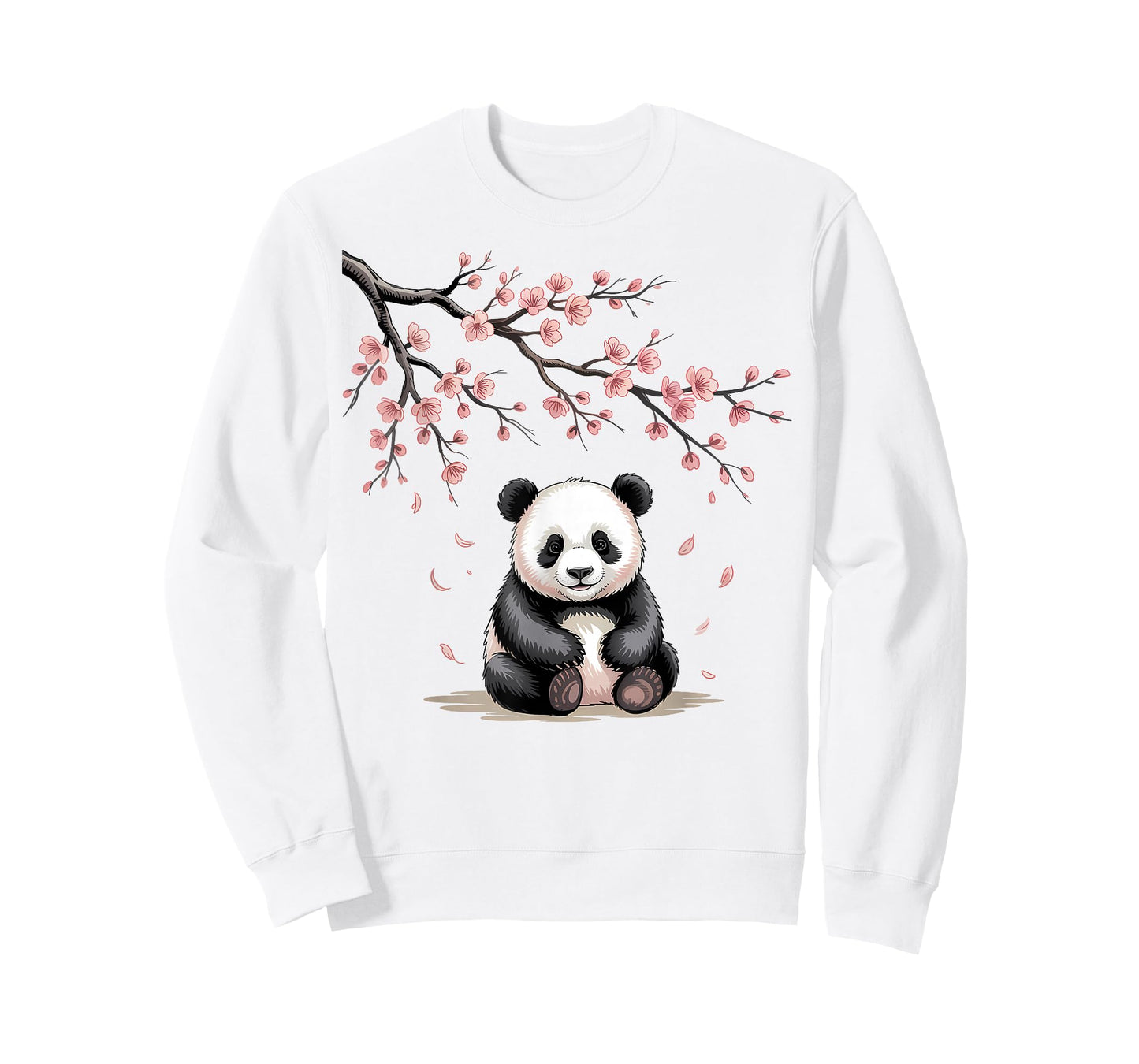 Cute Panda Sakura Cherry Blossoms Sumi-E Japanese Aesthetic T-Shirt