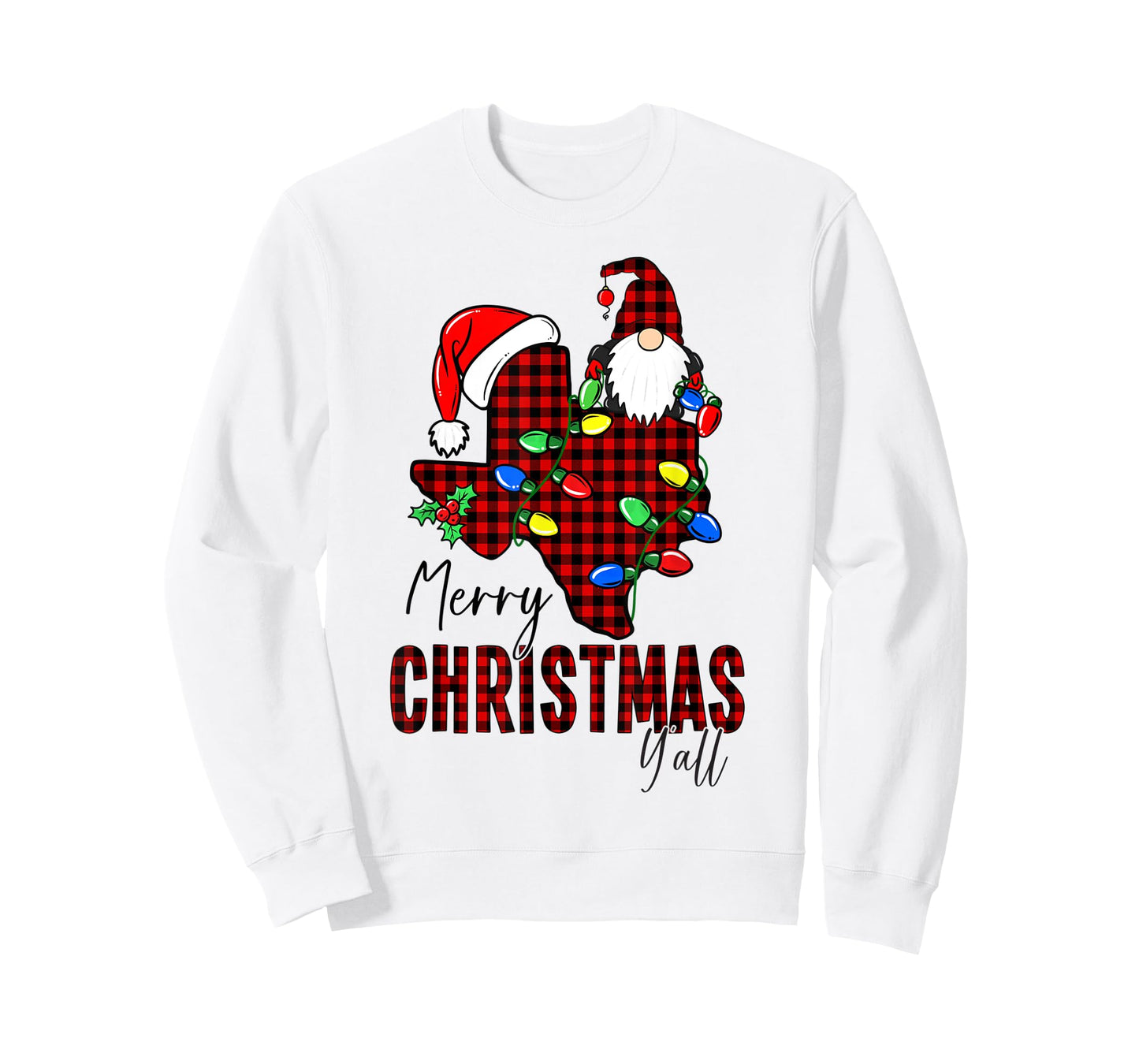 Merry Christmas Y'all Texas State Red Plaid T-Shirt